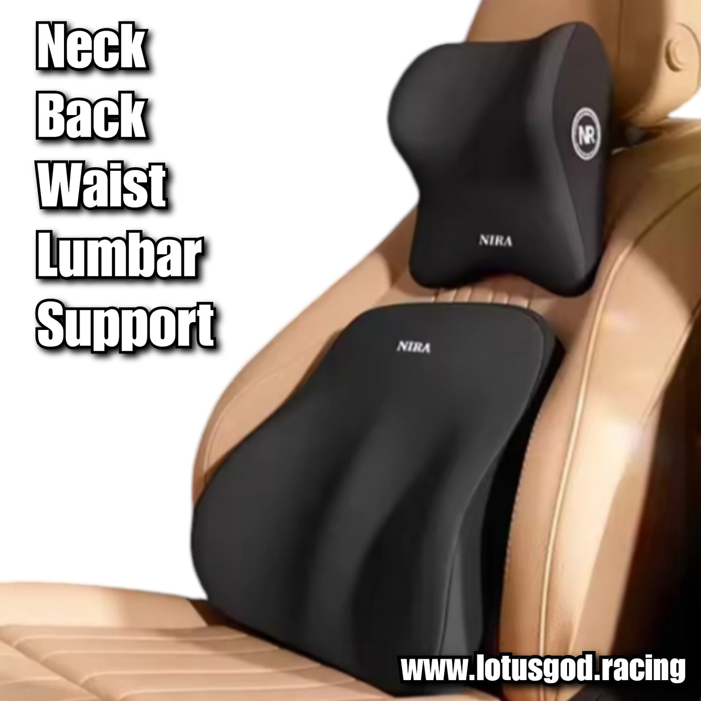 Black Comfortable Neck Head Back Waist Memory Foam Cushion Back Rest Lumbar Support Pillow For Gaming Chair Car Seat Lorry Van Pick Up Truck Sofa Etc