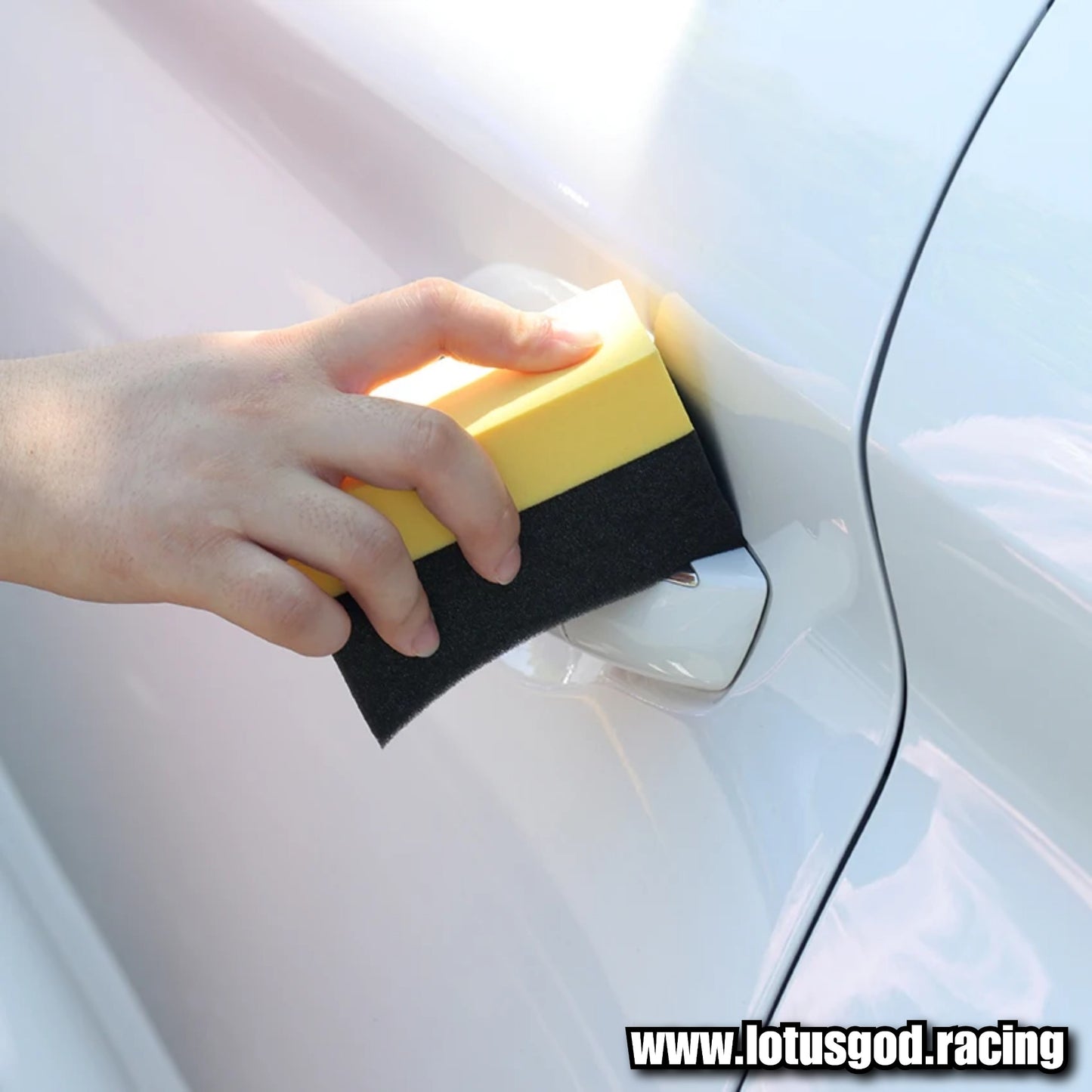 Black Yellow Curve Tyre Shine Wax Glass Window Cleaner Sponge For Car Motorcycle Tire Wall Body Paint Coating Wash Etc (2 Pieces)