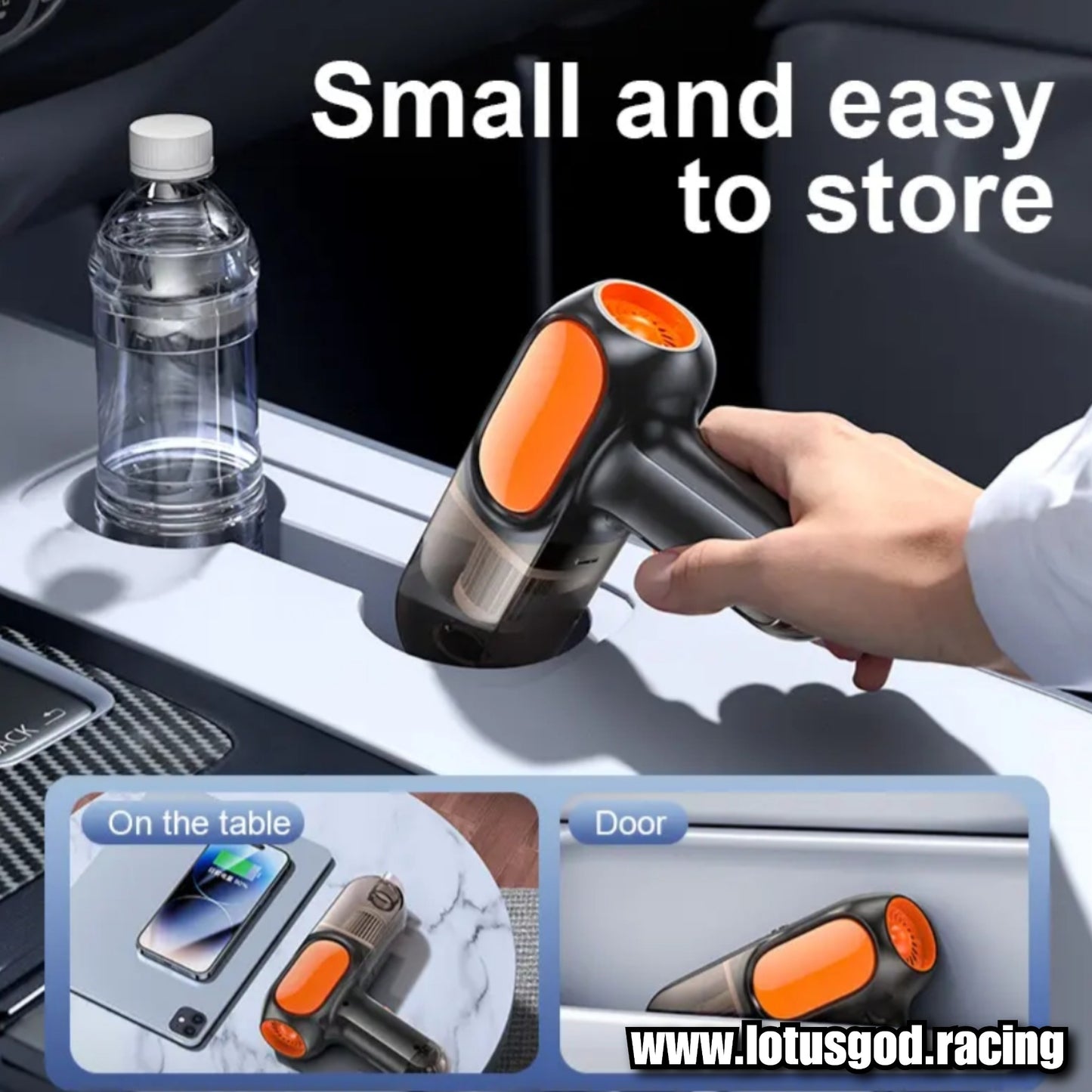 3 in 1 Hurricane 75W Powerful Brushless Suction 12100pa Rechargeable Black Vacuum Cleaner + Glass Safety Hammer For Home Sofa Car Seat Floor Mat Etc