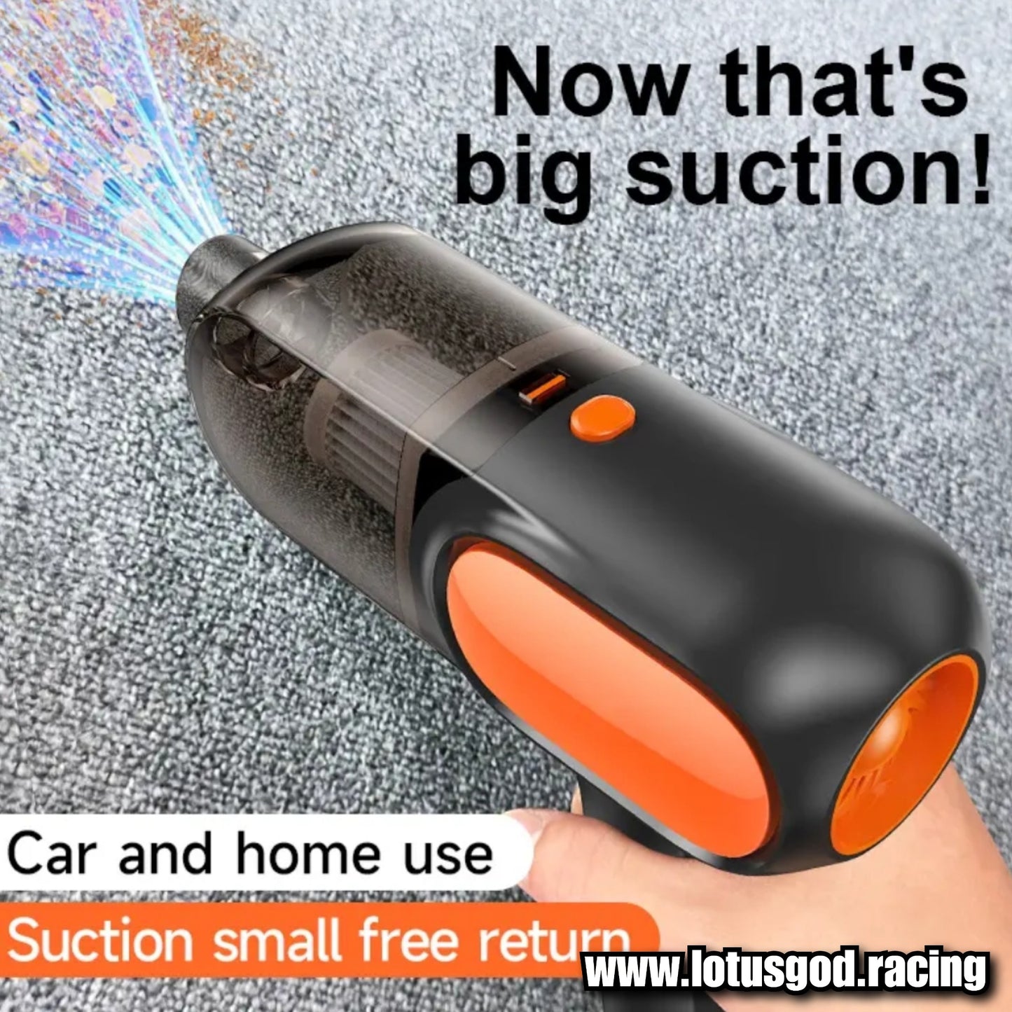 3 in 1 Hurricane 75W Powerful Brushless Suction 12100pa Rechargeable Black Vacuum Cleaner + Glass Safety Hammer For Home Sofa Car Seat Floor Mat Etc