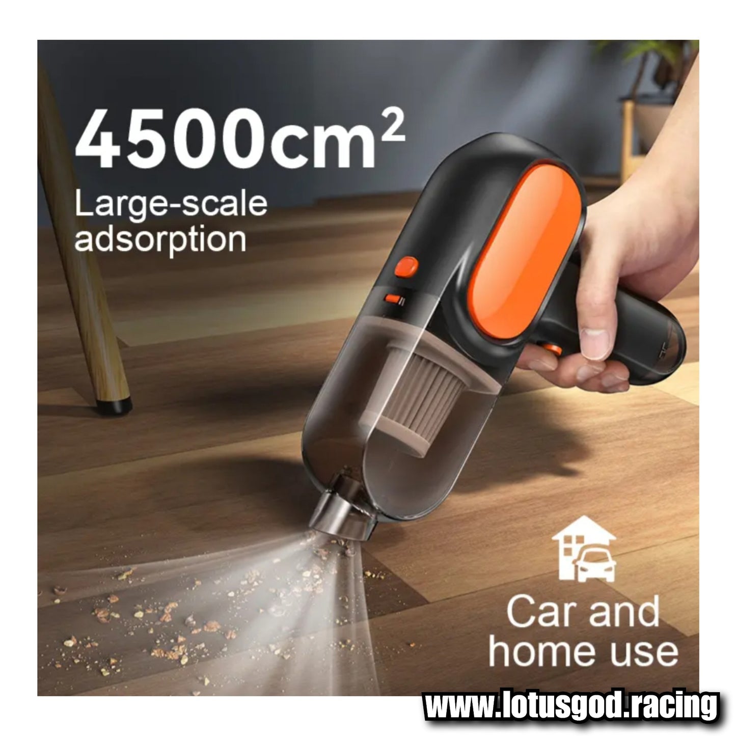 3 in 1 Hurricane 75W Powerful Brushless Suction 12100pa Rechargeable Black Vacuum Cleaner + Glass Safety Hammer For Home Sofa Car Seat Floor Mat Etc