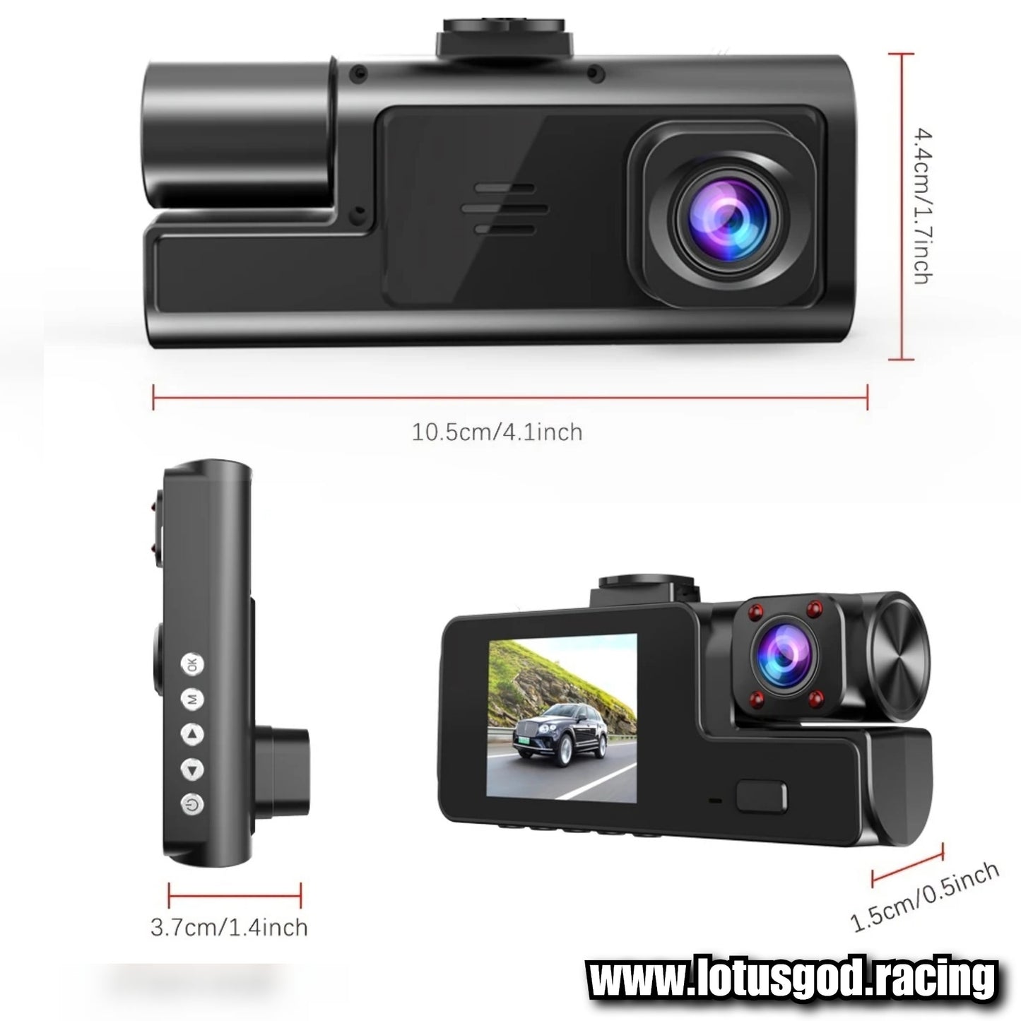 Windscreen Suction Cup 2 Inch Better Than Nothing Front Dash Cam Dual 2 Lens Adjustable Inside Camera + G-sensor HD Night Vision Wide Angle Car DVR Driving Recorder