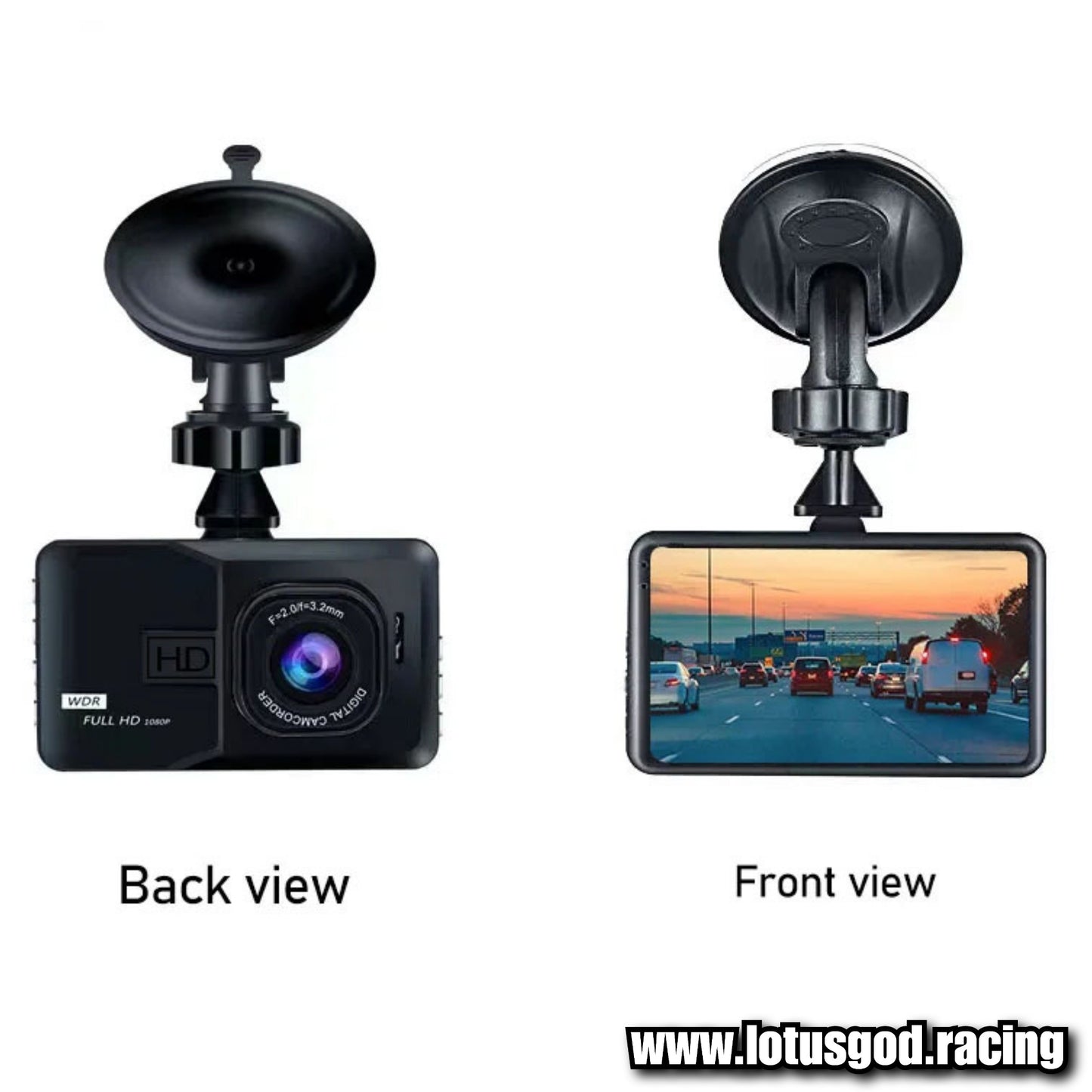 Suction Cup 3 Inch Screen | Better Than Nothing Front Dash Cam Dual 1 Len Adjustable Inside Camera + G-sensor HD Night Vision Wide Angle Car DVR Driving Recorder