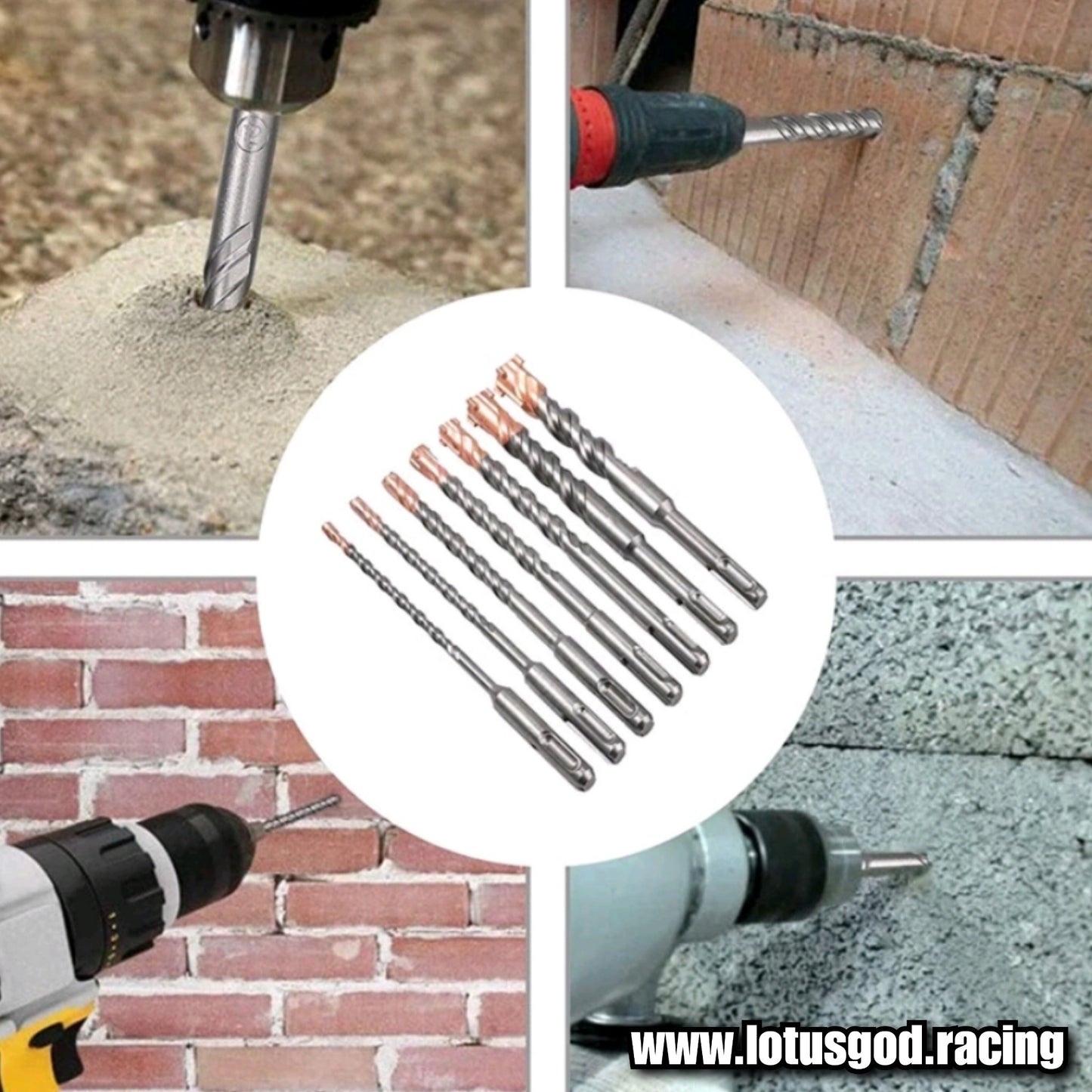 4 Flute SDS Plus Hammer Drill Bit Set 5mm/6mm/8mm/10mm/12mm/16mm Length 160mm For Concrete Brick Wall Block Stone Masonry And Granite