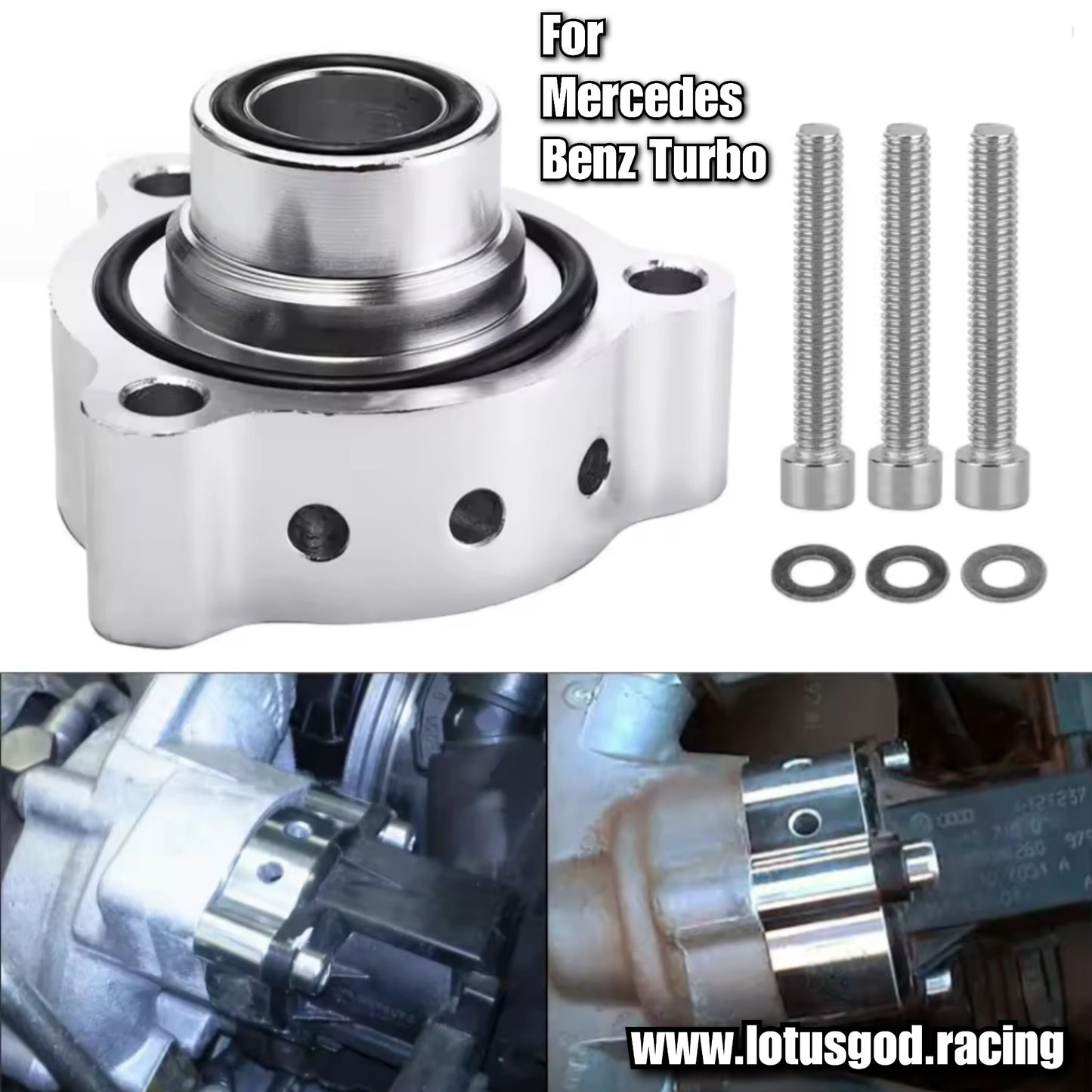 Custom CNC Aluminum Blow Off Valve Dump Valve Adapter Spacer Kit For Mercedes Benz A C E GLC GLA Class 2.0T Turbo Engines Adaptor Engine Part BOV
