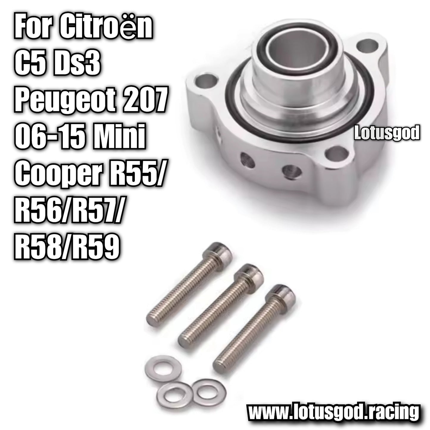 Custom CNC Aluminum Blow Off Valve Dump Valve Adapter Spacer Kit For Citroën C5 Ds3 Peugeot 207 06-15 Mini Cooper R55/R56/R57/R58/R59 Turbo Engines Adaptor Engine Part BOV