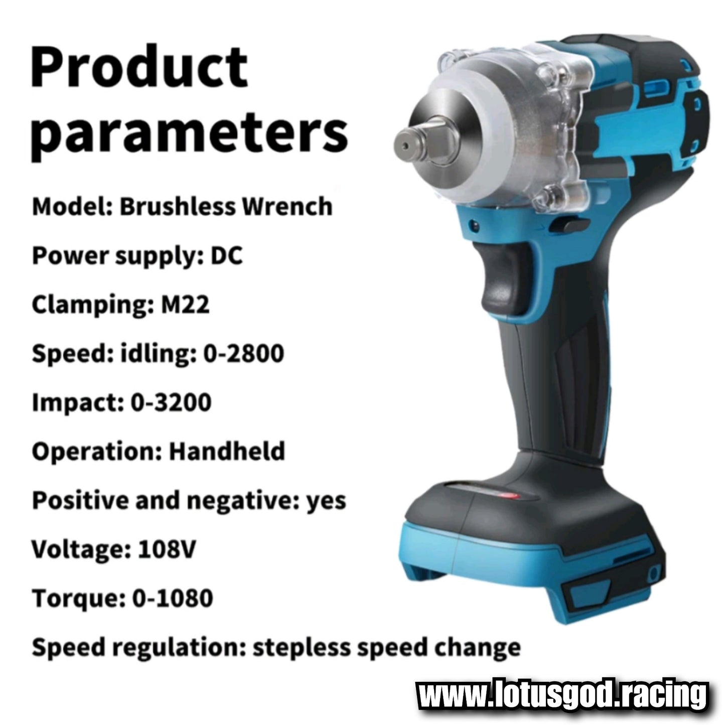 1/2" Square Drive 520Nm Cordless Electric Impact Wrench Brushless Electric Hand Gun Drill + 10 Wheel Nut Bolt Socket Power Tool + 388V Lithum Battery