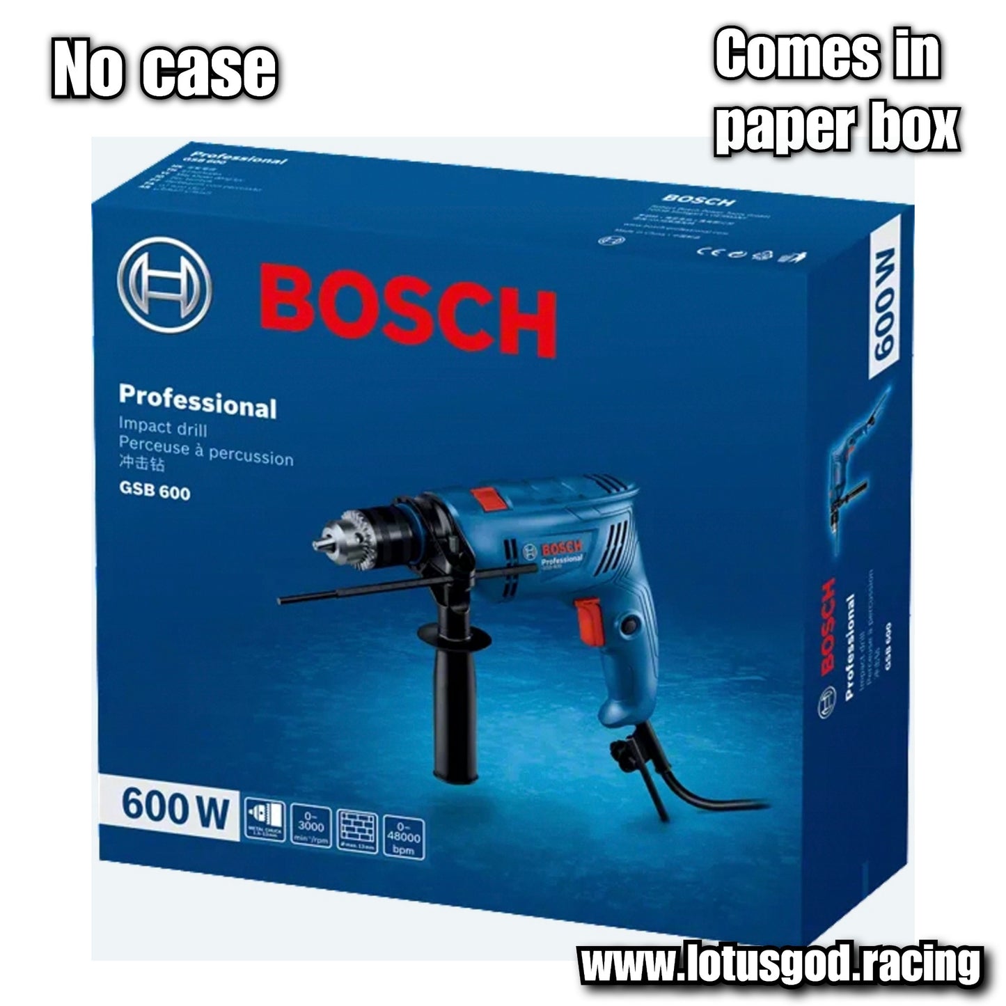 Bosch 600w Professional 13mm Electric Wired 48000bpm Impact Drill Metal Chunk Masonry GSB 600