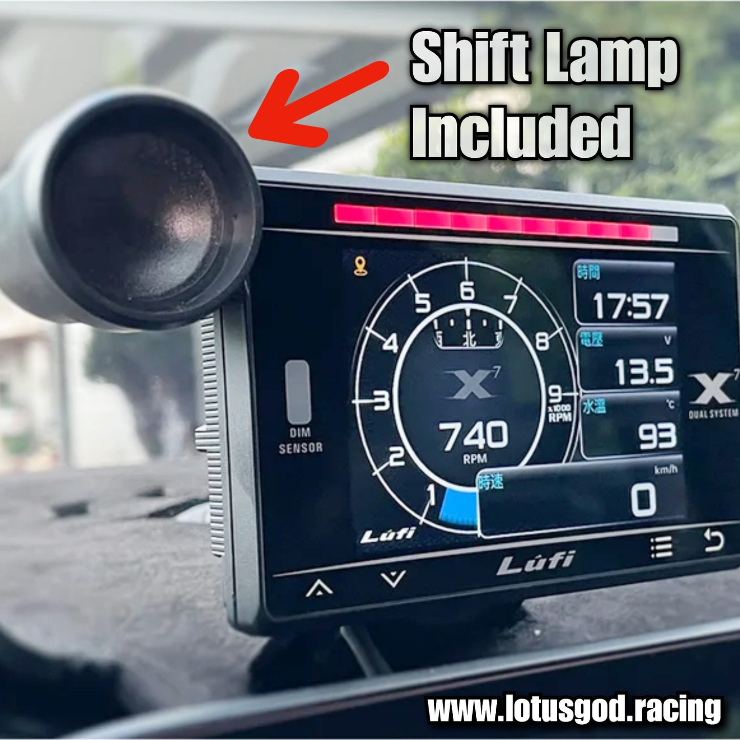 Lufi X7 Obd GPS Head Up Display Turbo Charge Oil Pressure Temperature G String Force Gyroscope Racing Lcd Display OBD2 Speed Meter Speedometer Guage + Red Warning Shift Light
