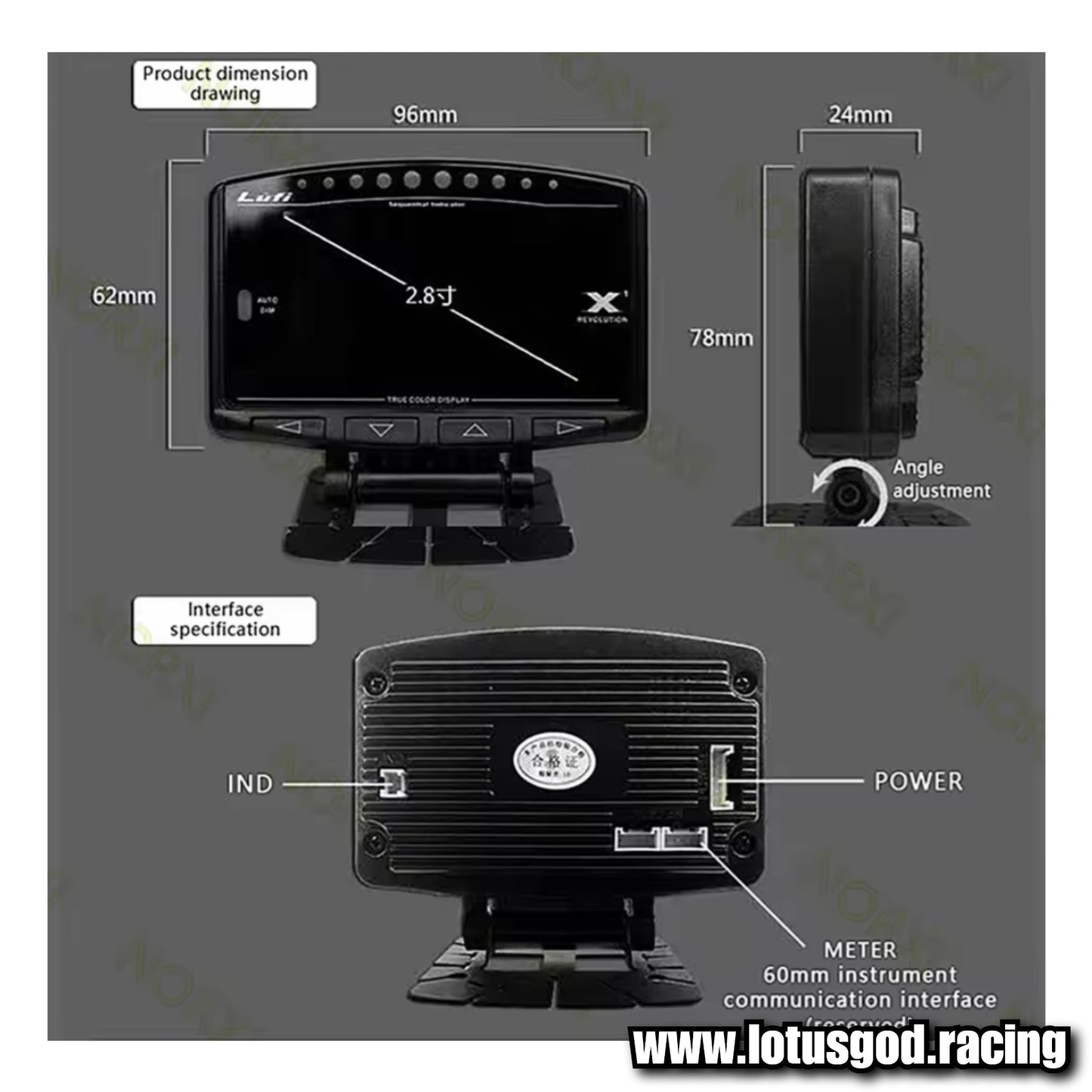 Lufi X1 Obd GPS Head Up Display Turbo Charge Oil Pressure Temperature G String Force Gyroscope Racing Lcd Display OBD2 Speed Meter Speedometer Guage + Red Warning Shift Light