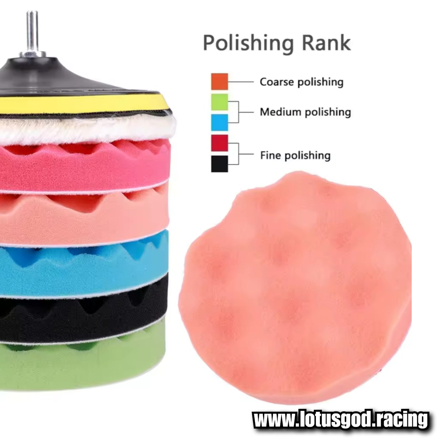 7 Inch | 18cm Polishing 8 Piece Velco | M10 Drill Buffing, Paint Polish And Wax Cloth Sponge Set
