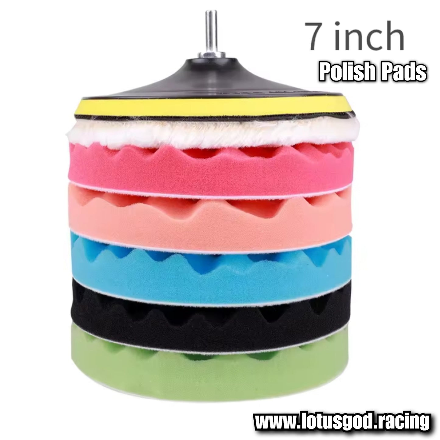 7 Inch | 18cm Polishing 8 Piece Velco | M10 Drill Buffing, Paint Polish And Wax Cloth Sponge Set