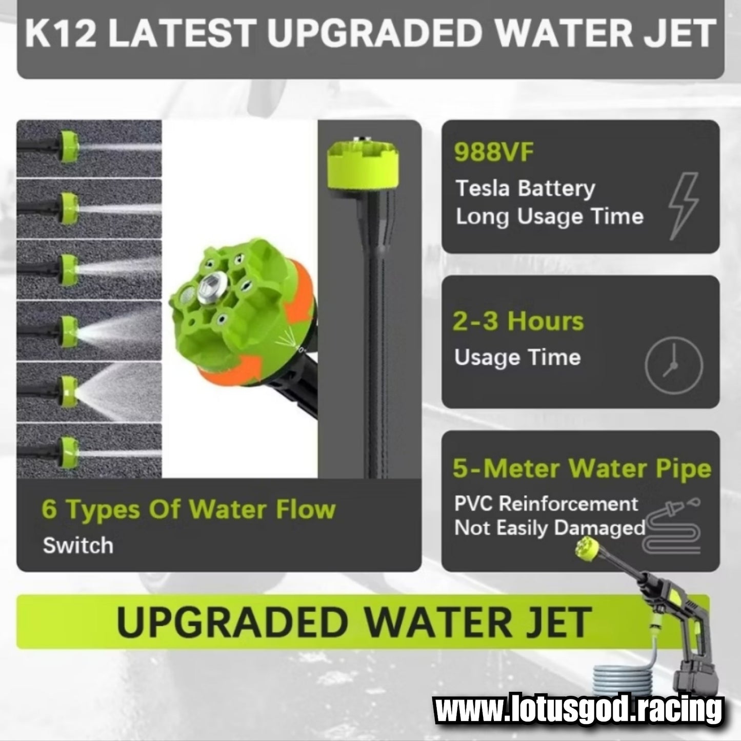 1800w Germany Wizard Stage Wireless Portable Bucket Water Jet 18 Bars High Pressure Wash Machine Spray Gun Cleaner Tool For Pail Suction + 2 Rechargeable Battery + Black Carrying Case Box