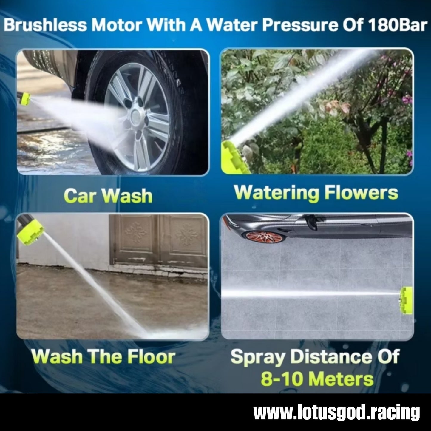 1800w Germany Wizard Stage Wireless Portable Bucket Water Jet 18 Bars High Pressure Wash Machine Spray Gun Cleaner Tool For Pail Suction + 2 Rechargeable Battery + Black Carrying Case Box