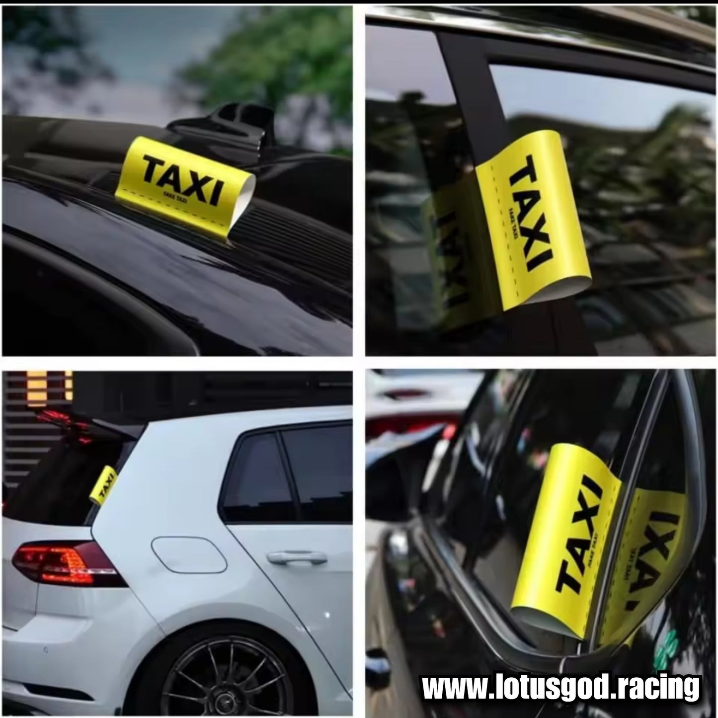 Universal Creative & Funny Yellow Fake Taxi Label Weatherproof Logo For Car Rear Door Window Boot Hatch Decoration