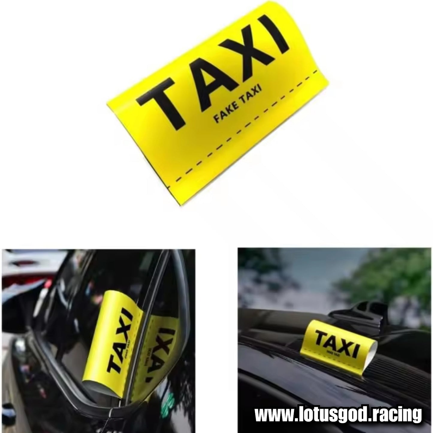 Universal Creative & Funny Yellow Fake Taxi Label Weatherproof Logo For Car Rear Door Window Boot Hatch Decoration