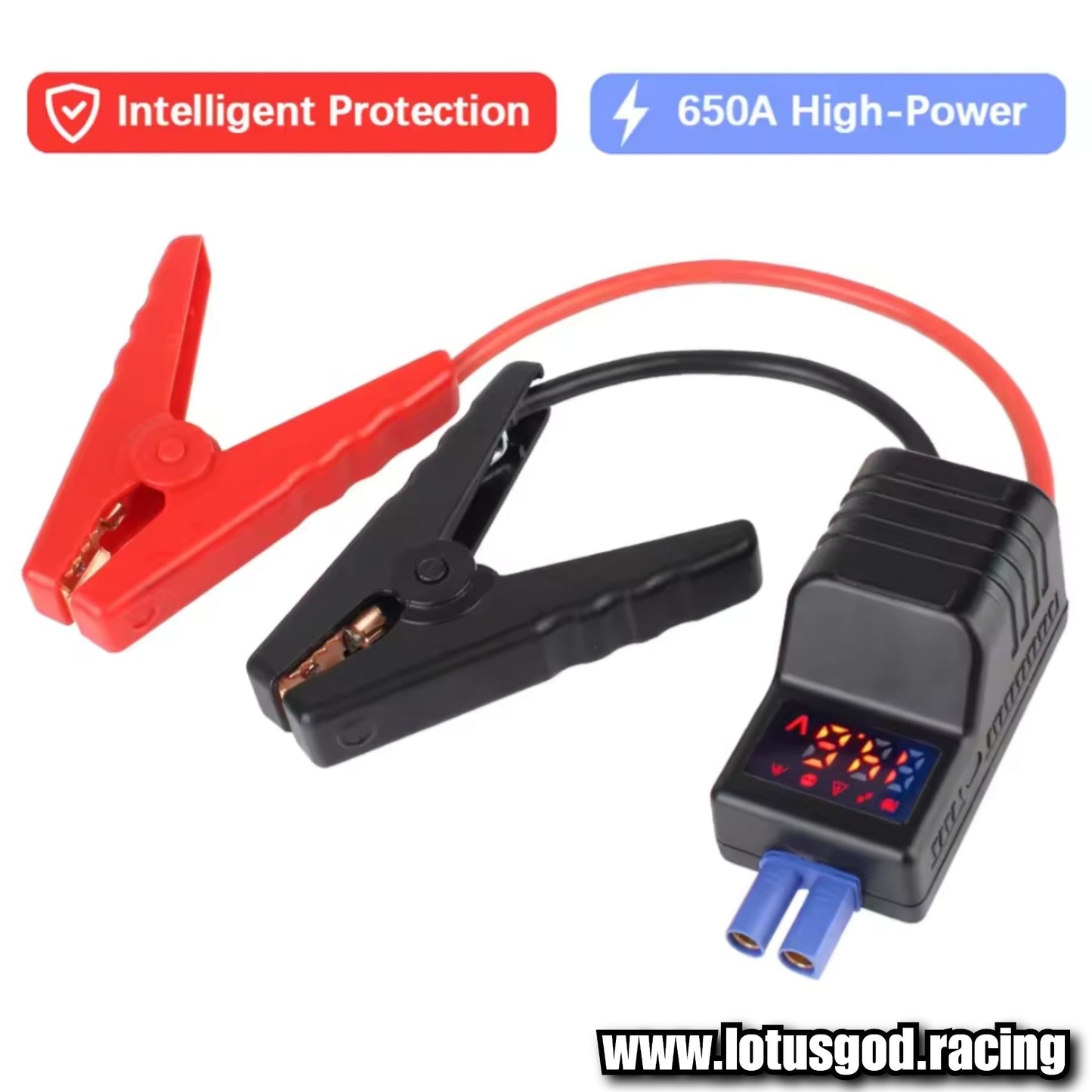 12 Volts DO Jump Start Battery Connection 650A 12V Intelligent Smart Clamp Booster Emergency Jumper Cable Clip With Digital Meter EC5 Plug Connector