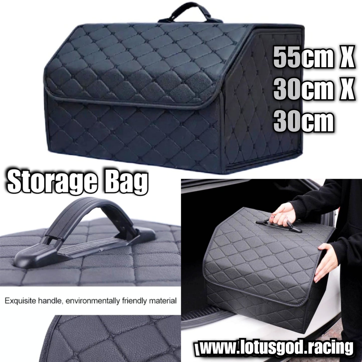 Solid Large Capacity Compartment Boot Storage Organizer Black Storage Bag Car Trunk Storage Box Accessories