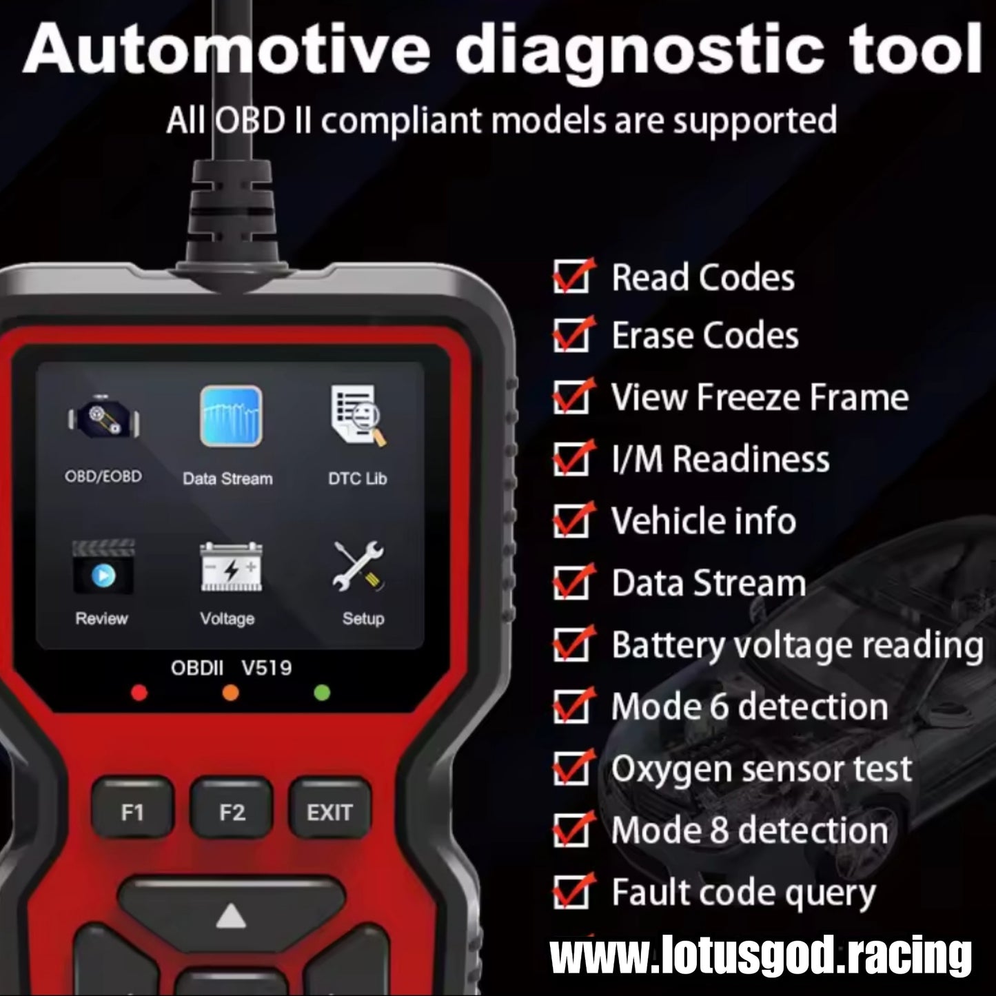 Universal Obd2 Read Check & Clear Fault Codes Diagnostic Engine Problem Detector OBD 2 16 Pins OBD II EOBD Real-time Oxygen Sensor Tool Etc