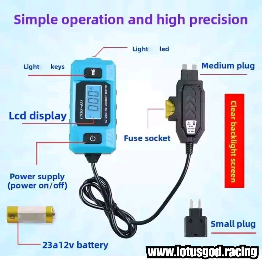 Digital Automotive Fuse Current Tester – 12V/24V/48V Car Leakage Analyzer & Parasitic Drain Diagnostic Tool