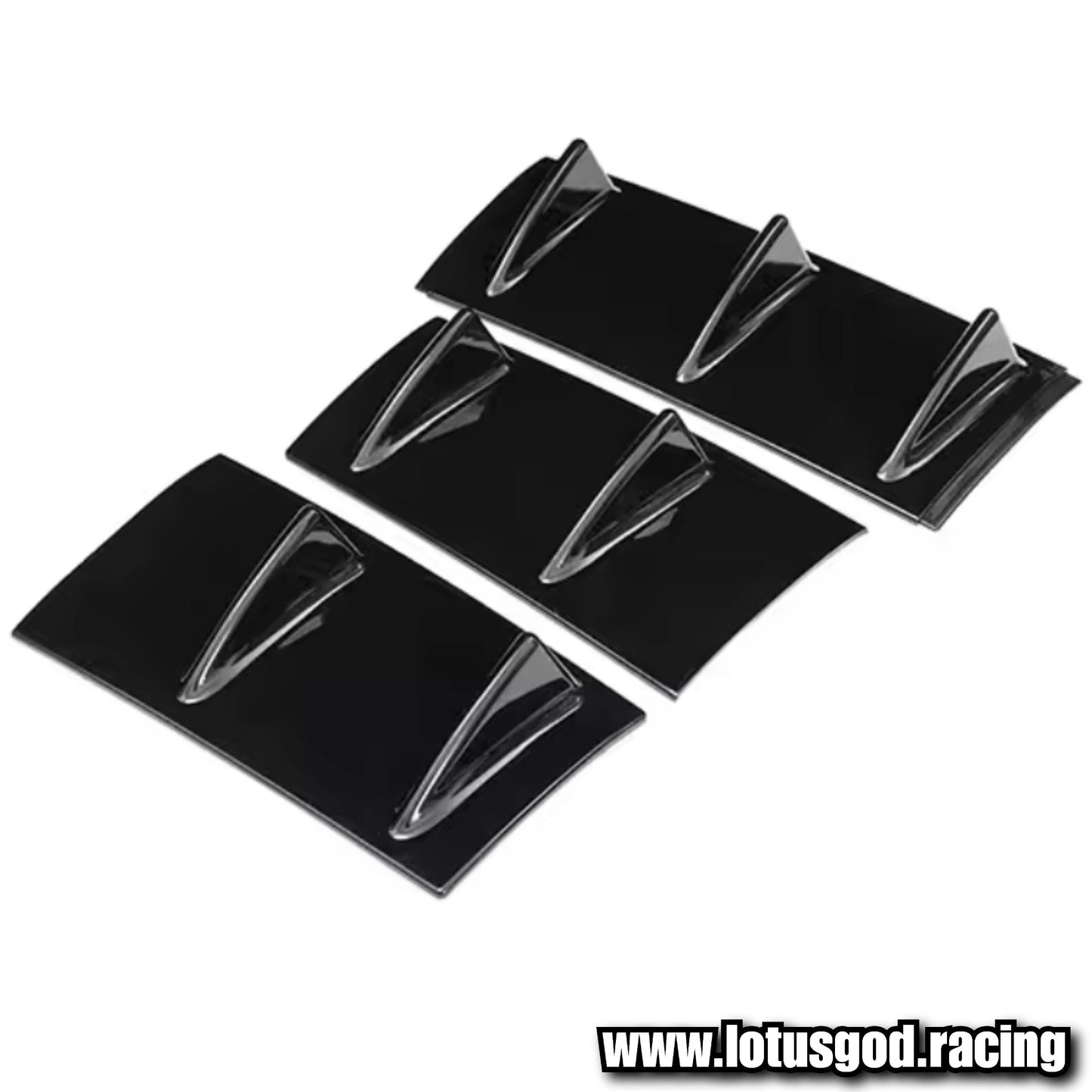 Universal 3 Pieces Black | Carbon Fiber Print 7 Shark Fins Canard Wing Lip Lower Chassis Spolier Diffuser Black ABS For Rear Bumper