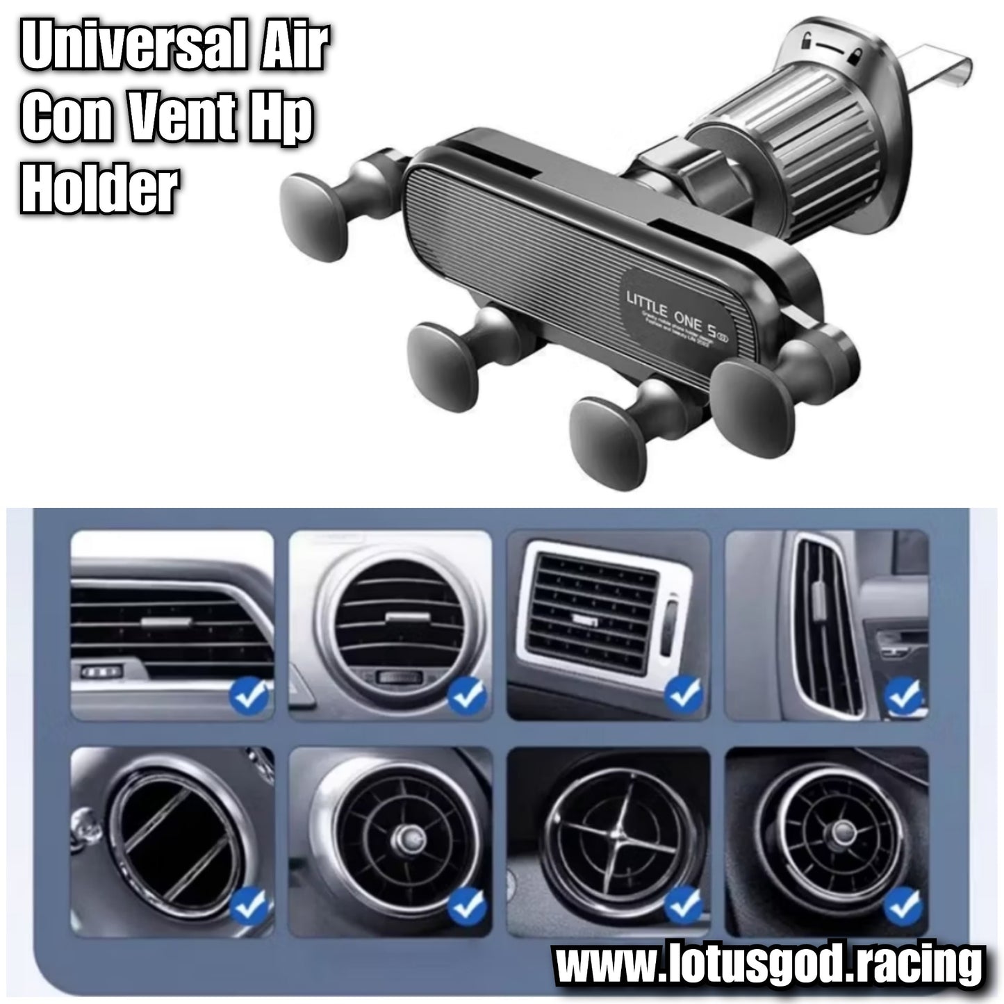 Universal Straight Round Square Vertical Air Con Vent Mobile Phone Hp Holder For Android Or Iphone Etc