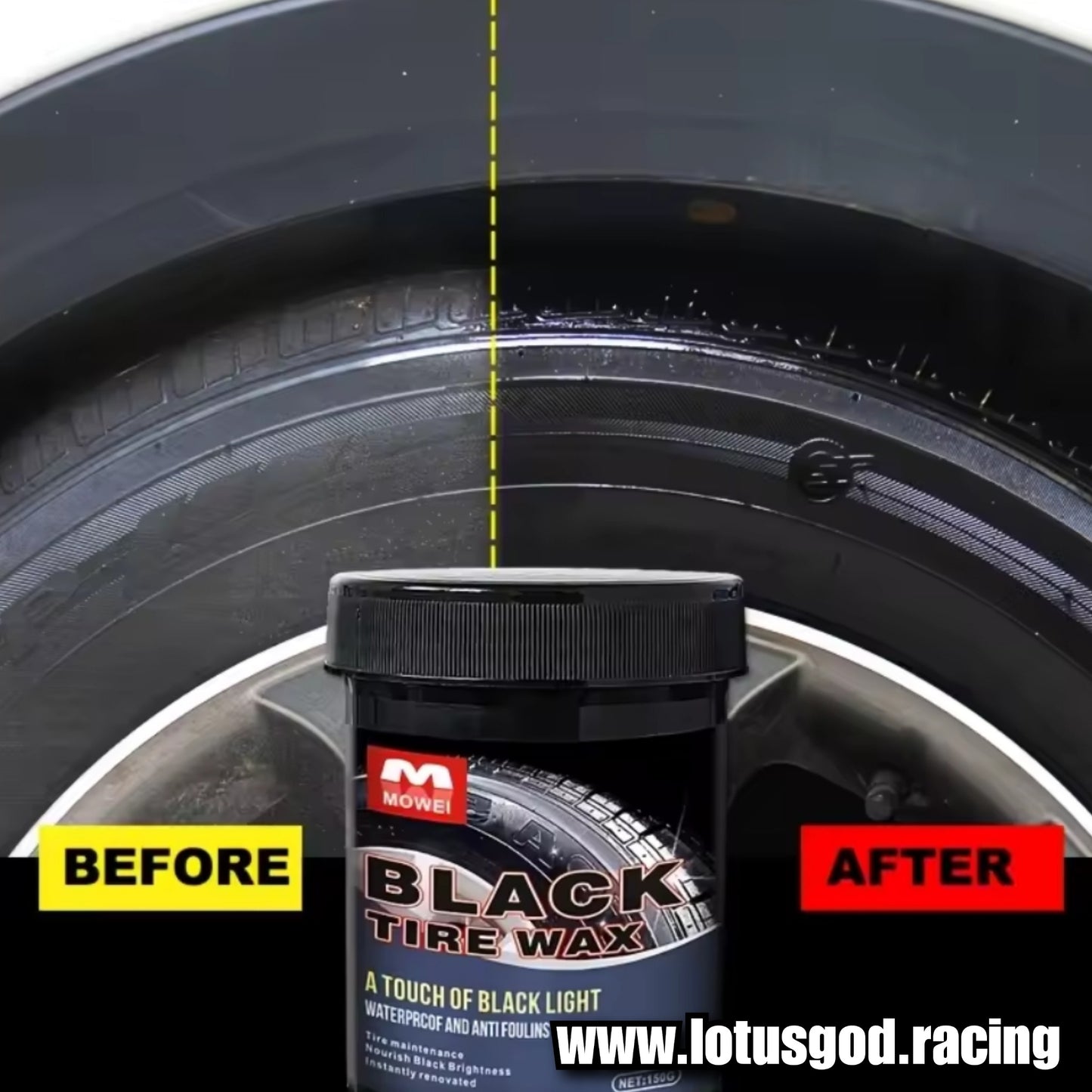 Max Black Wax Coating Dashboard Plastic Rubber Tyre Shine Silicone Gel + Sponge For Car Lorry Van Pick Up Motorcycle Tires 150ml
