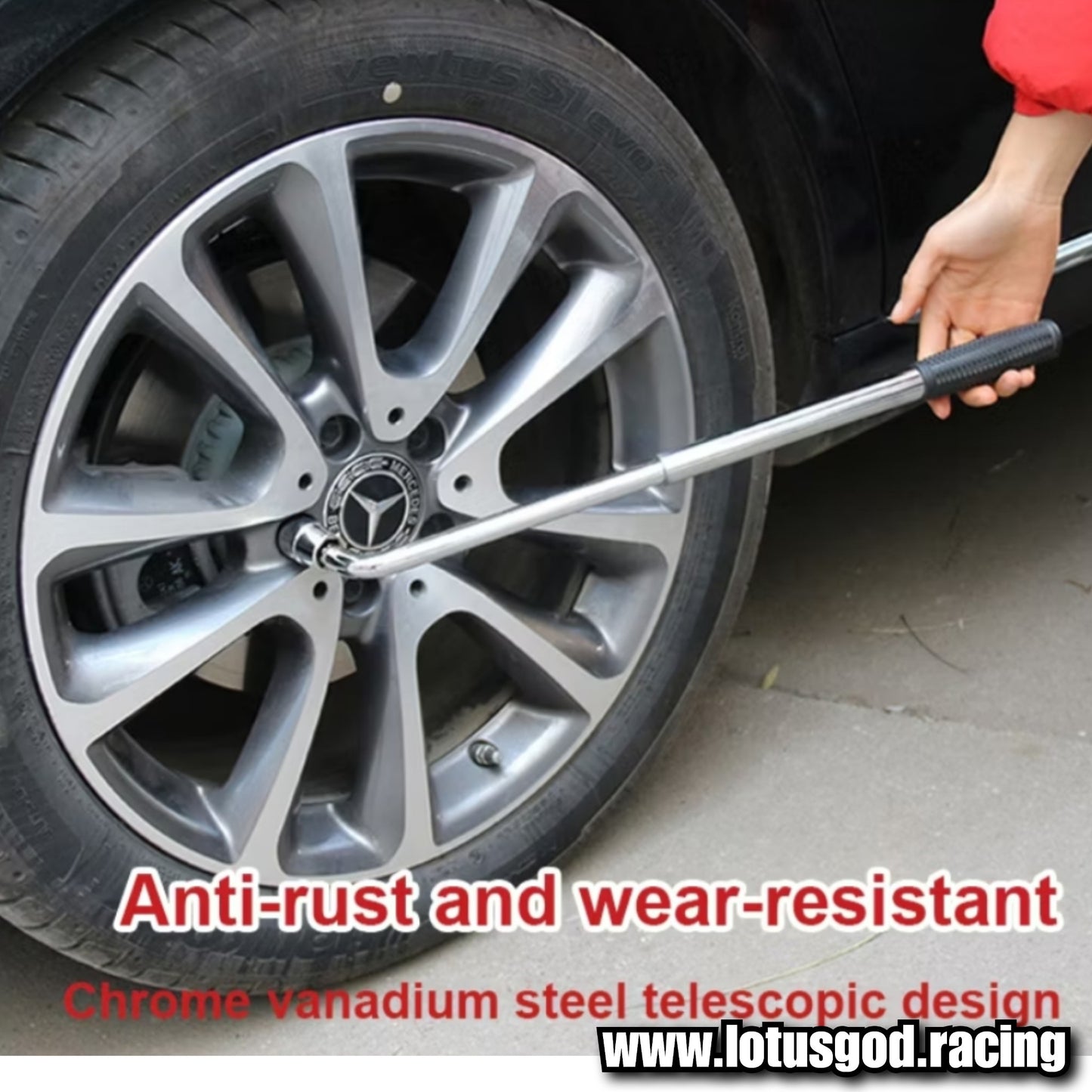 1/2" Extendable Long 50cm Retractable Breaker Bar Socket Sleeve 17mm/19mm/21mm/23mm Vanadium Steel Wrench Tool For Car Bike Wheel Nut