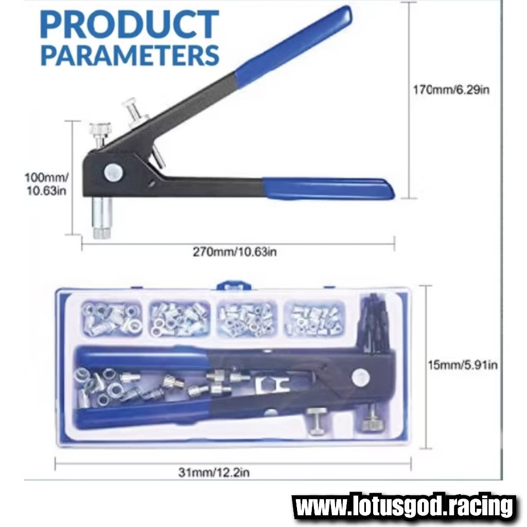 Riveter Blind Tool Gun + M3 - M8 Threaded Insert Rivot Nail Nut Set