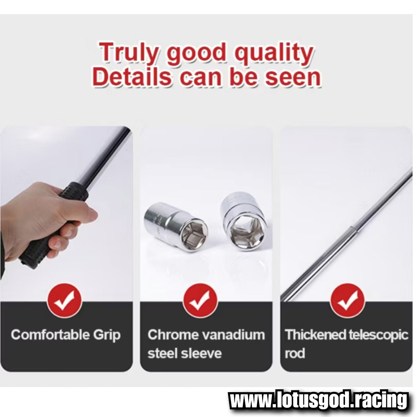 1/2" Extendable Long 50cm Retractable Breaker Bar Socket Sleeve 17mm/19mm/21mm/23mm Vanadium Steel Wrench Tool For Car Bike Wheel Nut