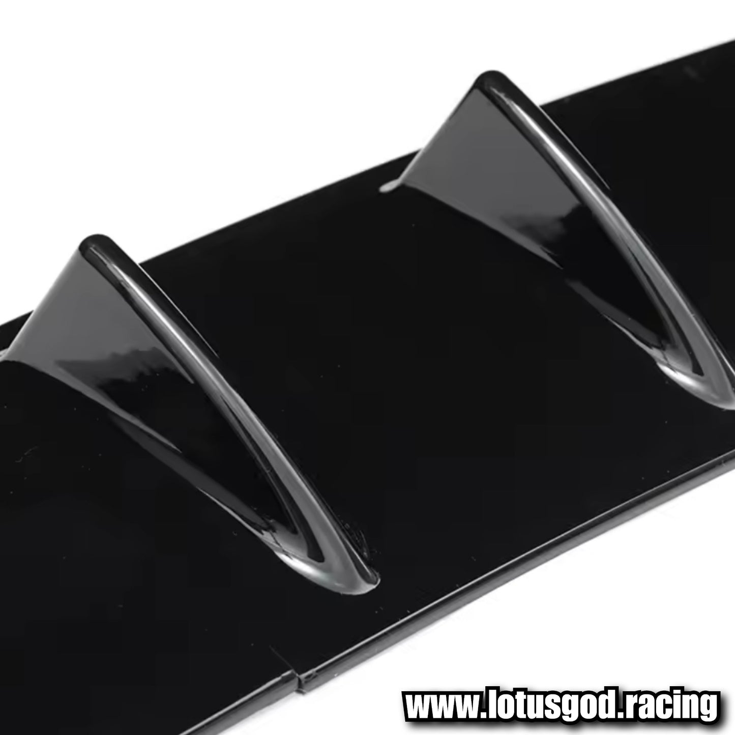 Universal 3 Pieces Black | Carbon Fiber Print 7 Shark Fins Canard Wing Lip Lower Chassis Spolier Diffuser Black ABS For Rear Bumper