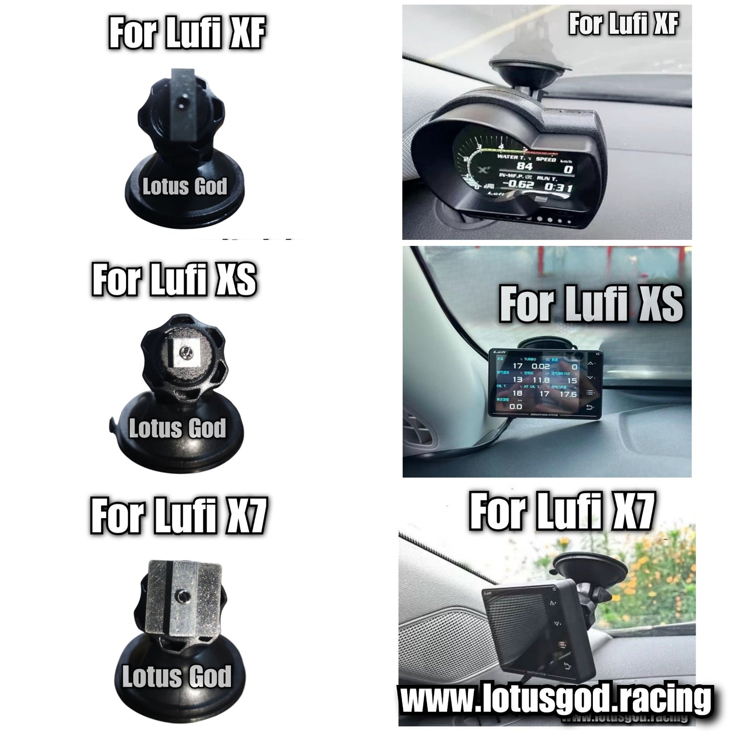 360 Adjustable Removable Windscreen Suction Cup For Lufi XF | XS | X7 Guage Racing Meter