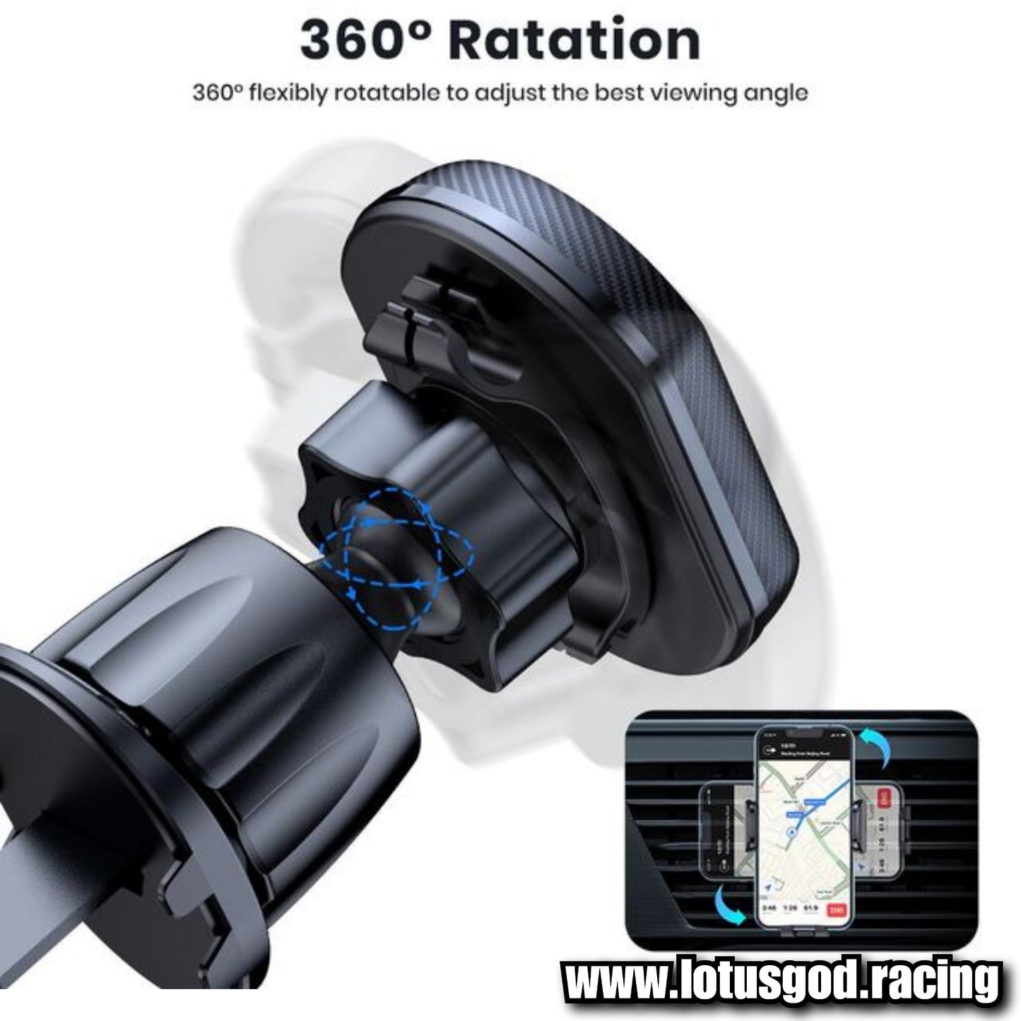 Universal Dashboard & Air Con Vent Strong Suction 360 Degree Suction Foldable Magnetic Phone Holder For MagSafe Dash Magnet Car Mount for iPhone Android Handphone Etc