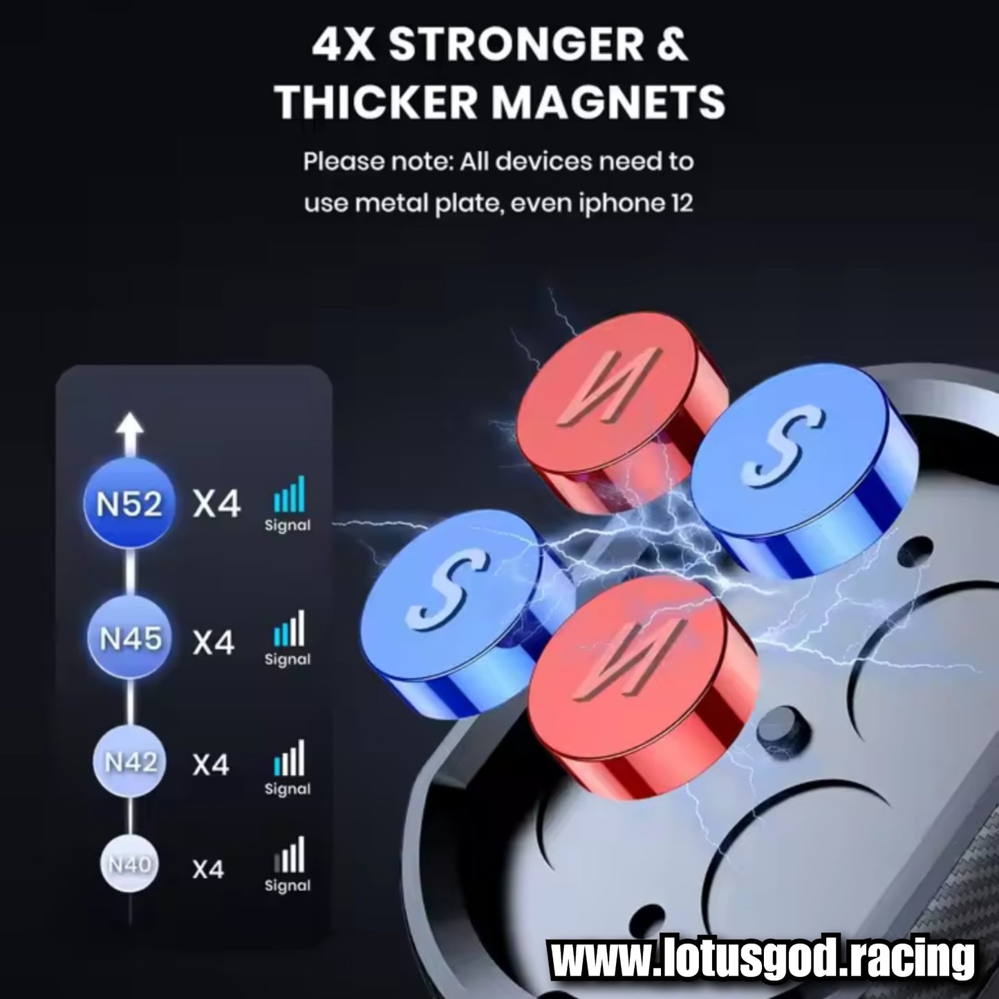 Universal Dash Strong Suction 360 Degree Suction Foldable Magnetic Phone Holder For MagSafe Dashboard Magnet Car Mount for iPhone Android Handphone Etc