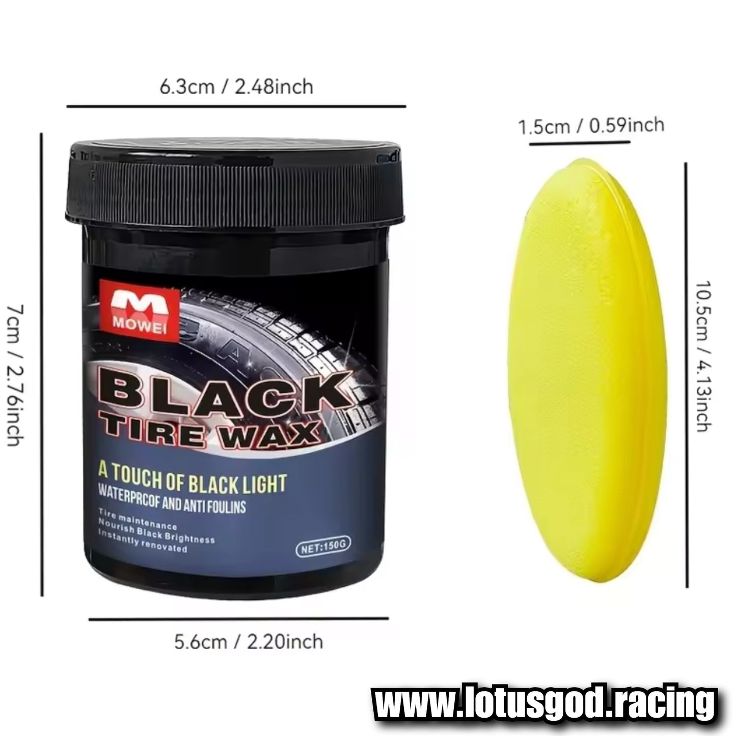 Max Black Wax Coating Dashboard Plastic Rubber Tyre Shine Silicone Gel + Sponge For Car Lorry Van Pick Up Motorcycle Tires 150ml