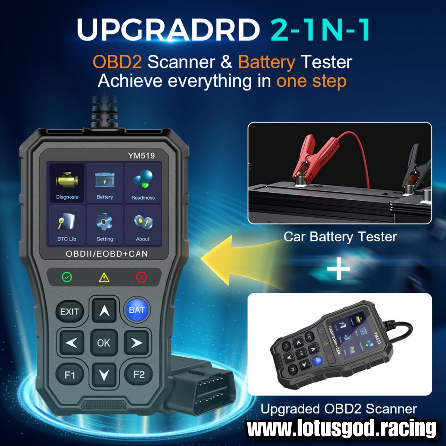 Wired OBD Code Reader OBD2 Code Reader Fault Code Check Clear Scanner Multi Language Car Diagnostic Tools Engine System + Battery Tester Tool