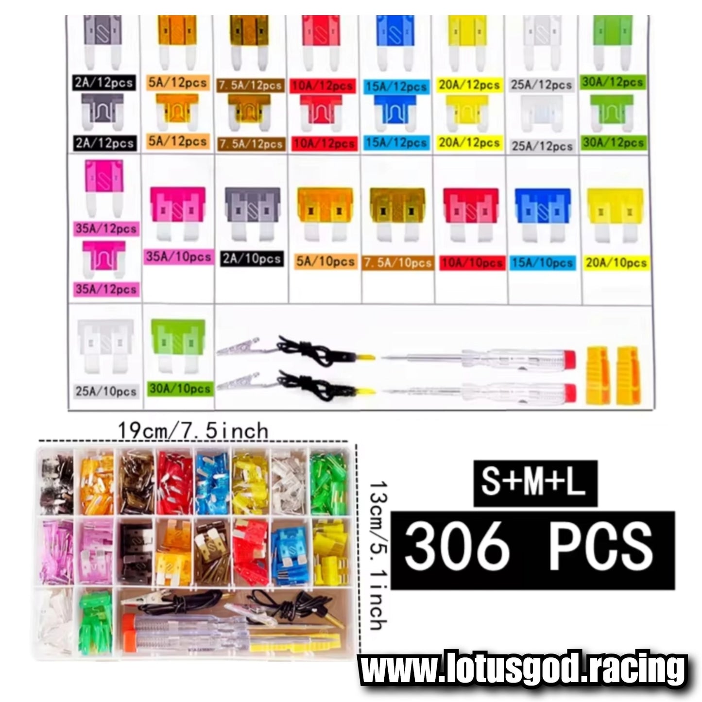 306 Pieces Of Big Fuse | Mini Fuse | Micro Fuse 2 | 3 | 5 | 7.5 | 10 | 15 | 20 | 25A | 30 | 35 For Vehicle Cars Motorcycle Yacht Bikes Etc