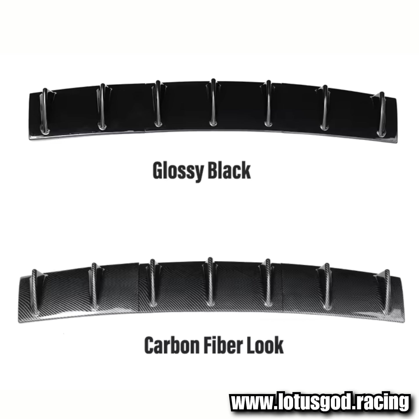 Universal 3 Pieces Black | Carbon Fiber Print 7 Shark Fins Canard Wing Lip Lower Chassis Spolier Diffuser Black ABS For Rear Bumper
