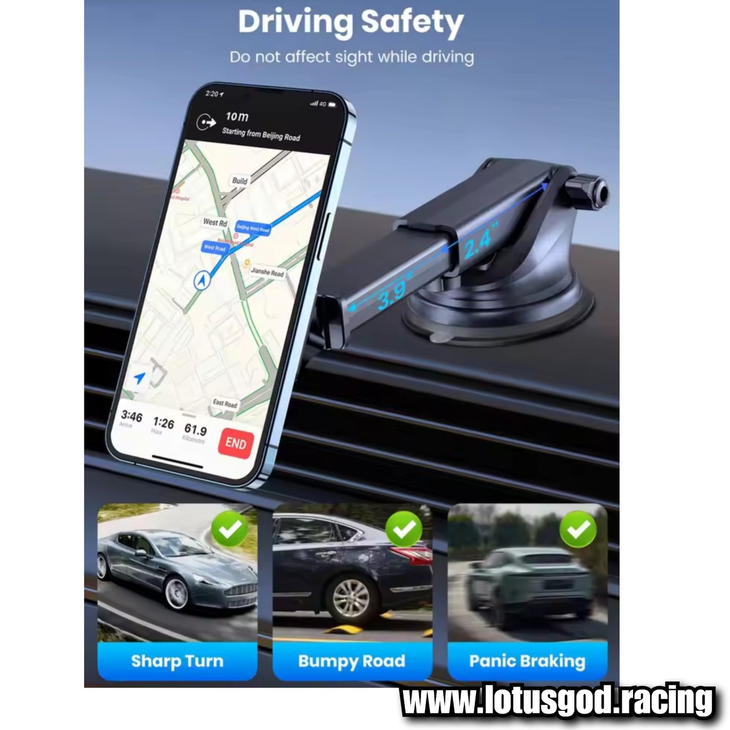 Universal Dash Strong Suction 360 Degree Suction Foldable Magnetic Phone Holder For MagSafe Dashboard Magnet Car Mount for iPhone Android Handphone Etc