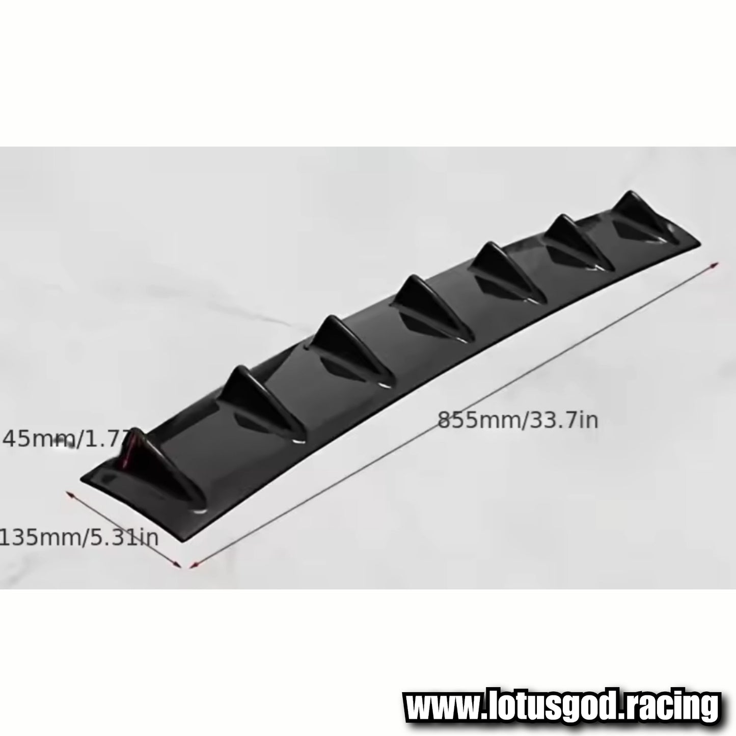 Universal 3 Pieces Black | Carbon Fiber Print 7 Shark Fins Canard Wing Lip Lower Chassis Spolier Diffuser Black ABS For Rear Bumper