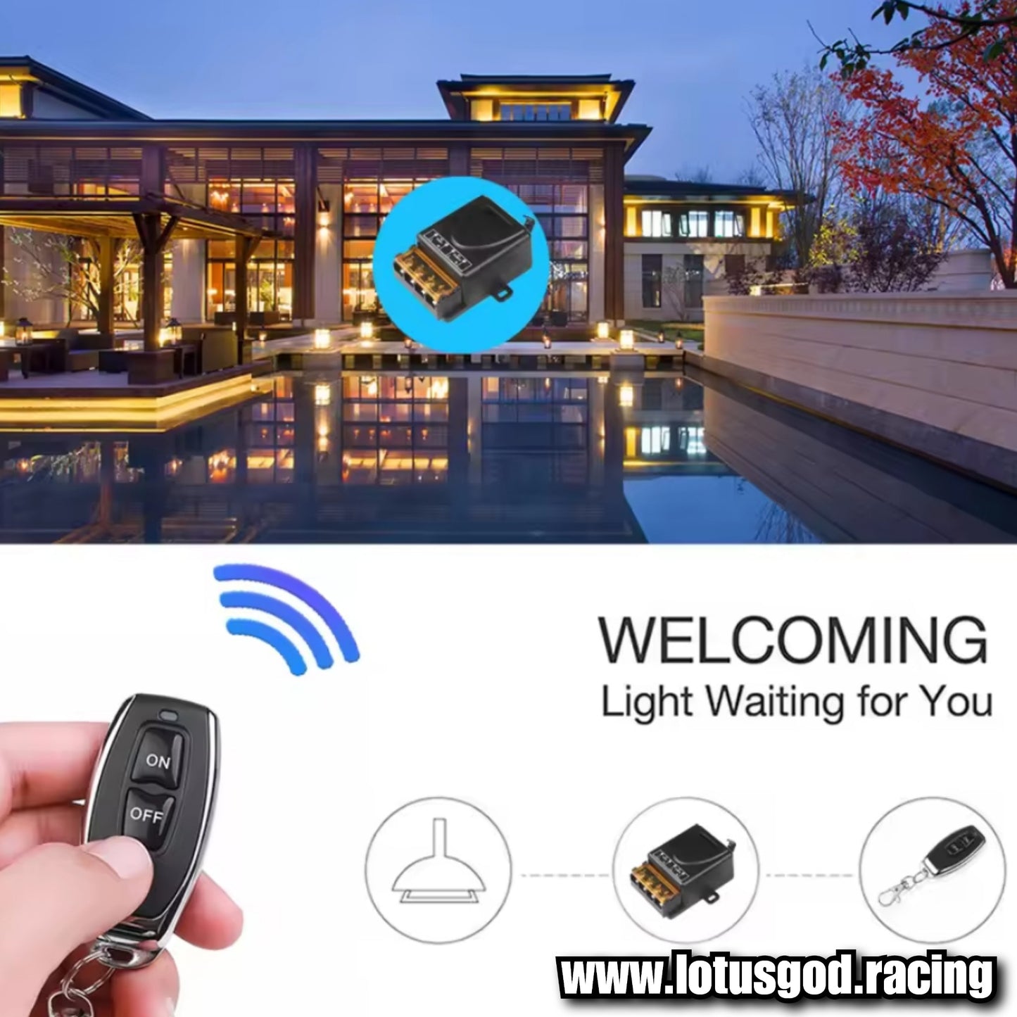 AC 100V-240 Volts | RF433Mhz Wireless Switch On Off Water Pump Relay Lamps Wall Auto Gate Window Door Light Led Exhaust Unit + 2 Remote Control Receiver For Home Appliances House Factory Etc