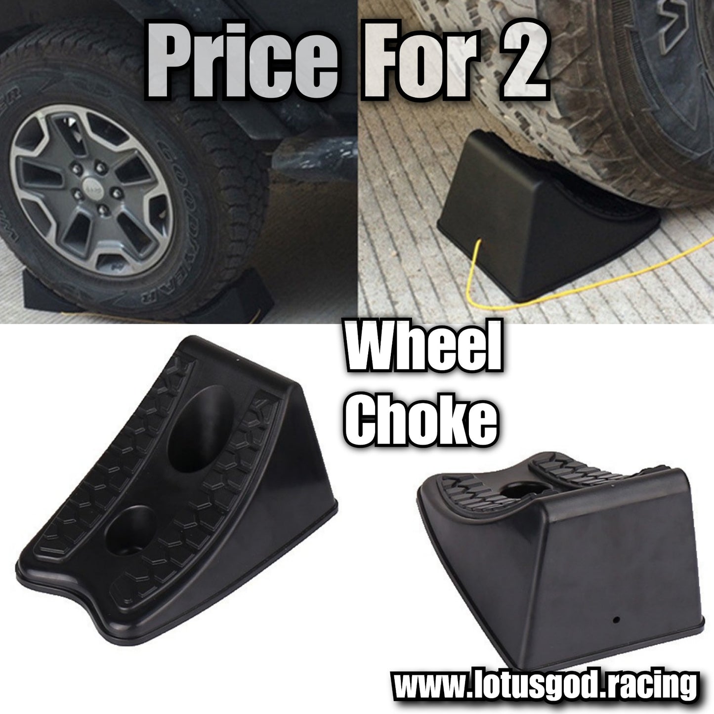 Universal Wheel Chock Heavy Duty Rim Block Anti Slip Slope Plastic Base Tyre Stopper Block For All Vehicle Car Etc (2 Pieces)