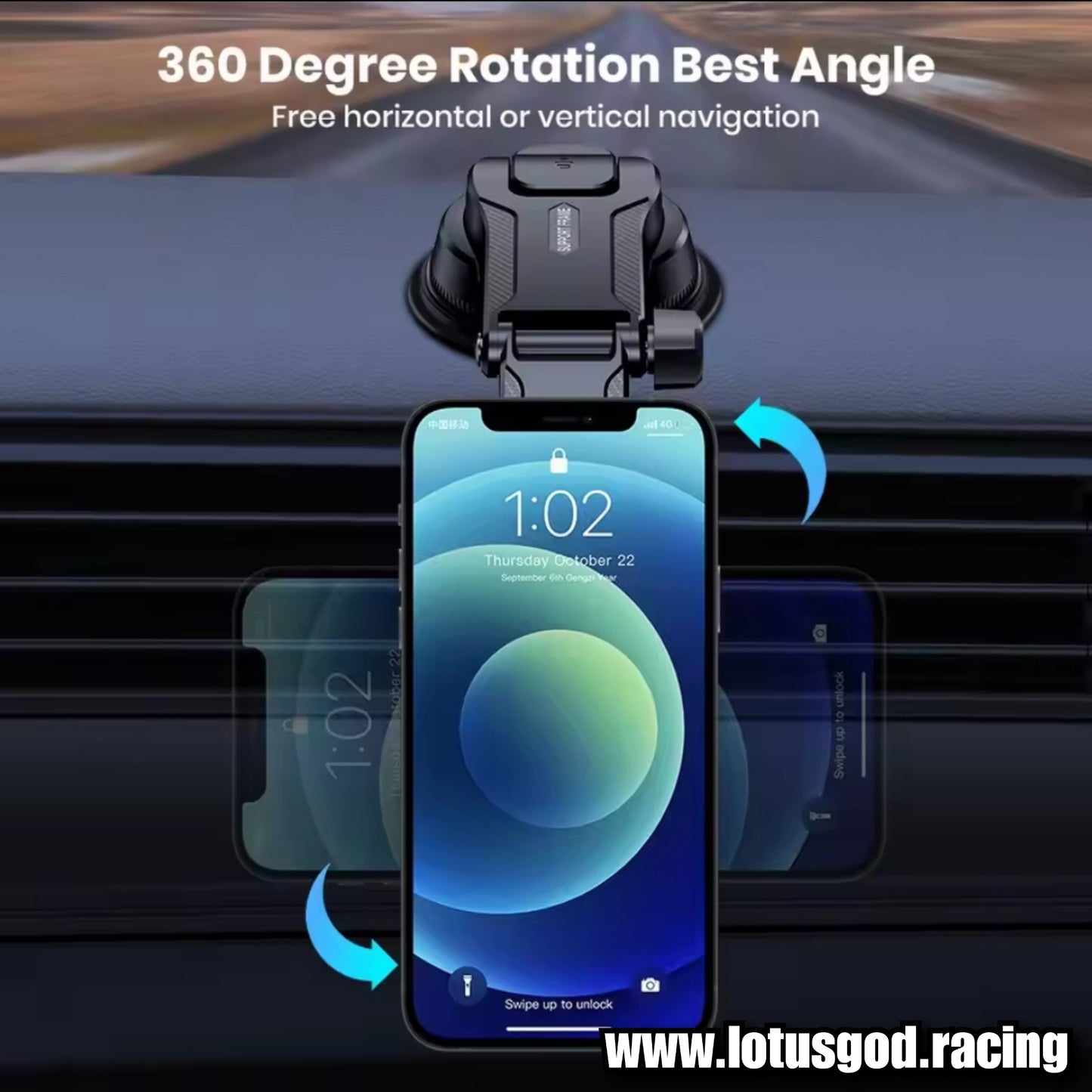 Universal Dashboard & Air Con Vent Strong Suction 360 Degree Suction Foldable Magnetic Phone Holder For MagSafe Dash Magnet Car Mount for iPhone Android Handphone Etc