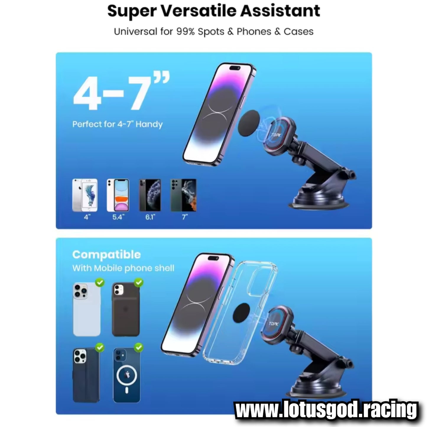 Universal Dash Strong Suction 360 Degree Suction Foldable Magnetic Phone Holder For MagSafe Dashboard Magnet Car Mount for iPhone Android Handphone Etc
