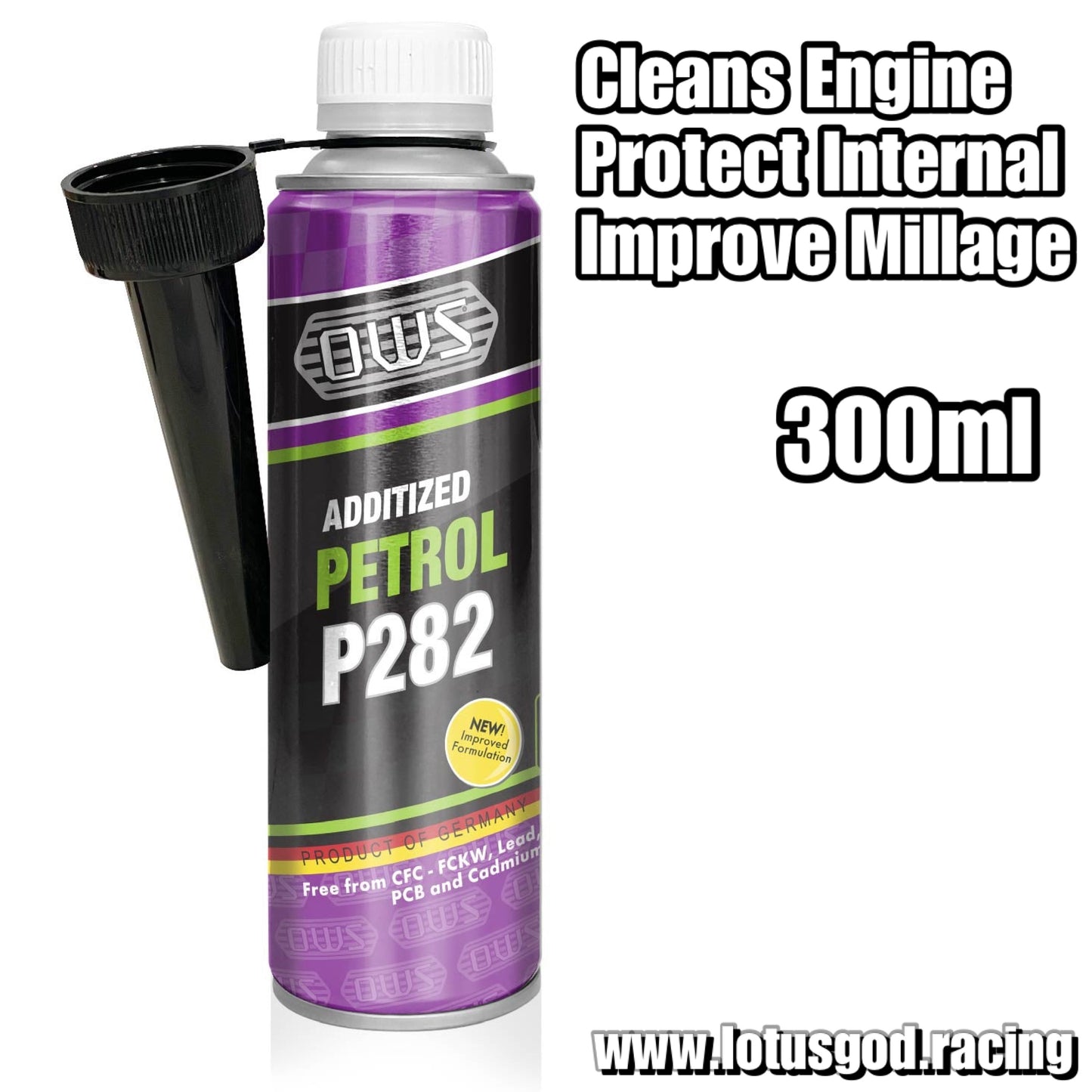 OWS Additized Petrol P282 Super Injectors Intake Valves Fuel System Internal Engine Cleaner + Protection With Improved Millage Fuel Economy 300ml