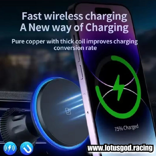 30W Air Con Vent Clip Magnet Wireless Mag Safe Rainbow Led Light Car Charger Magnetic Mount Phone Holder Stand For Fast Charging MagSafe iPhone Mini Pro Max