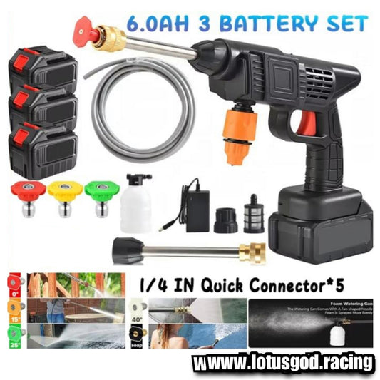Wireless Portable Bucket Water Jet High Pressure Car Motorcycle Wash Machine Spray Gun Cleaner Tool For Pail Suction + Rechargeable 3 6ah Battery