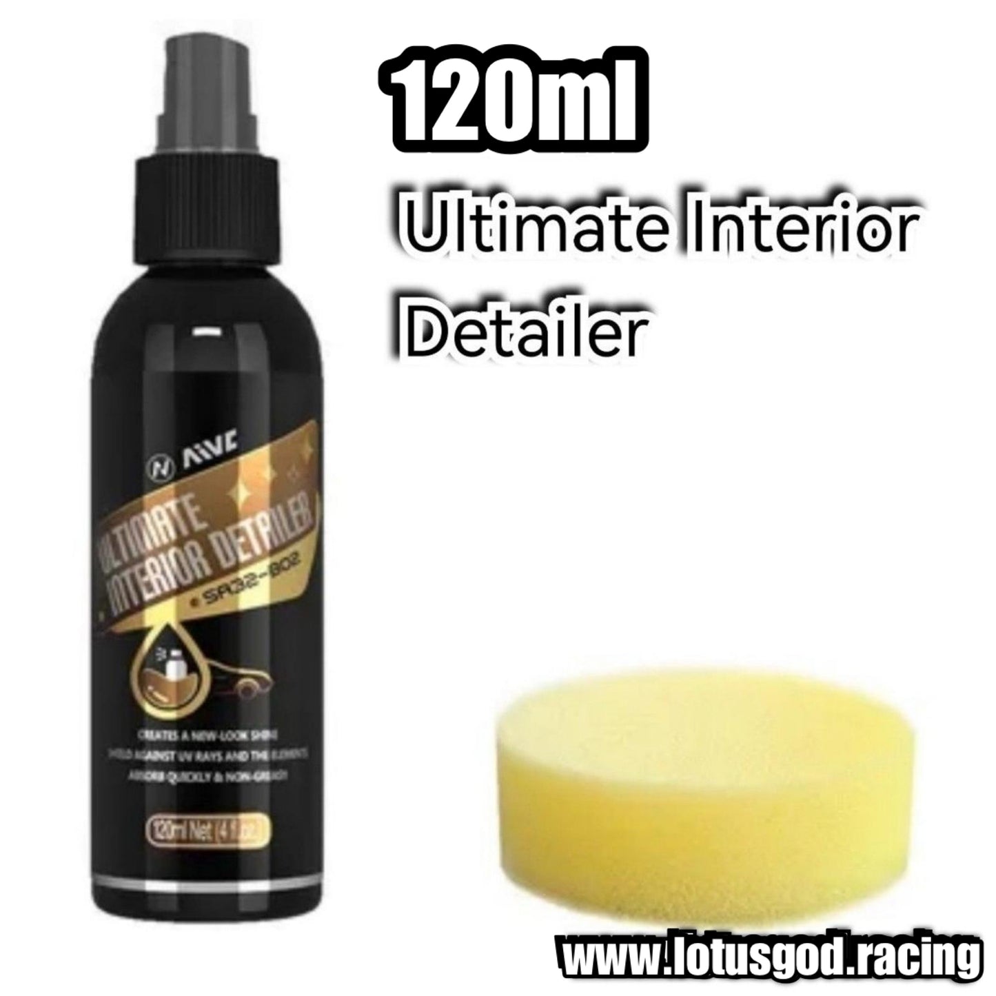 Ultimate Dashboard Interior Shine Dash Leather Vinyl Plastic Detailer Cleaner + Round Sponge 120ml