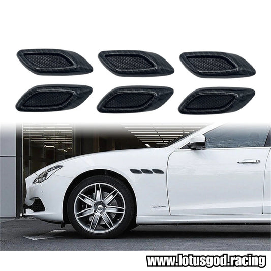 6 X Universal Front Side Fender Bumper Air Flow Intake Shark Fin Panel Grill Vent Maserati Look Scoop