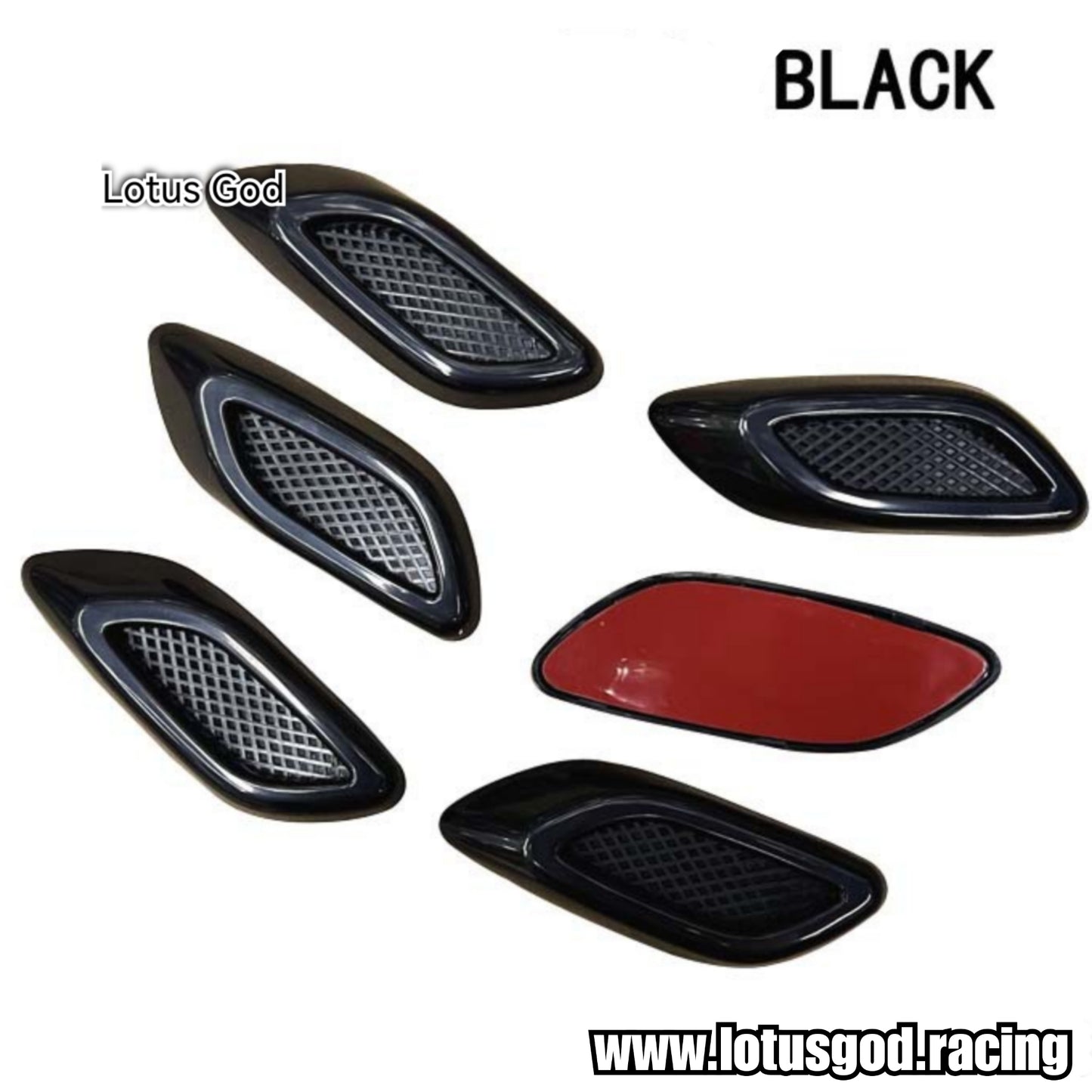 6 X Universal Front Side Fender Bumper Air Flow Intake Shark Fin Panel Grill Vent Maserati Look Scoop